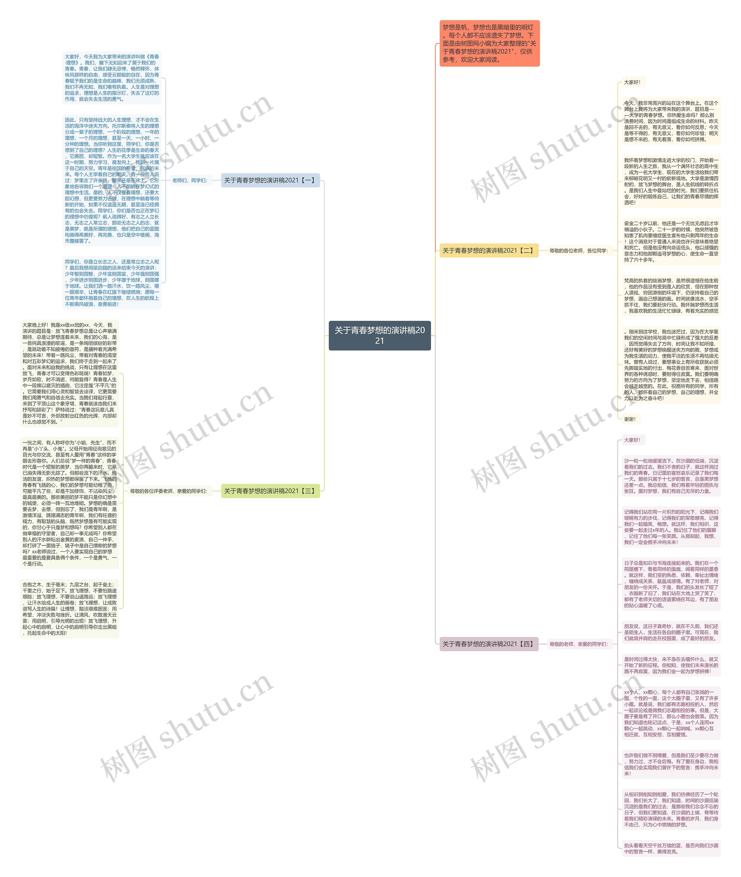 关于青春梦想的演讲稿2021思维导图