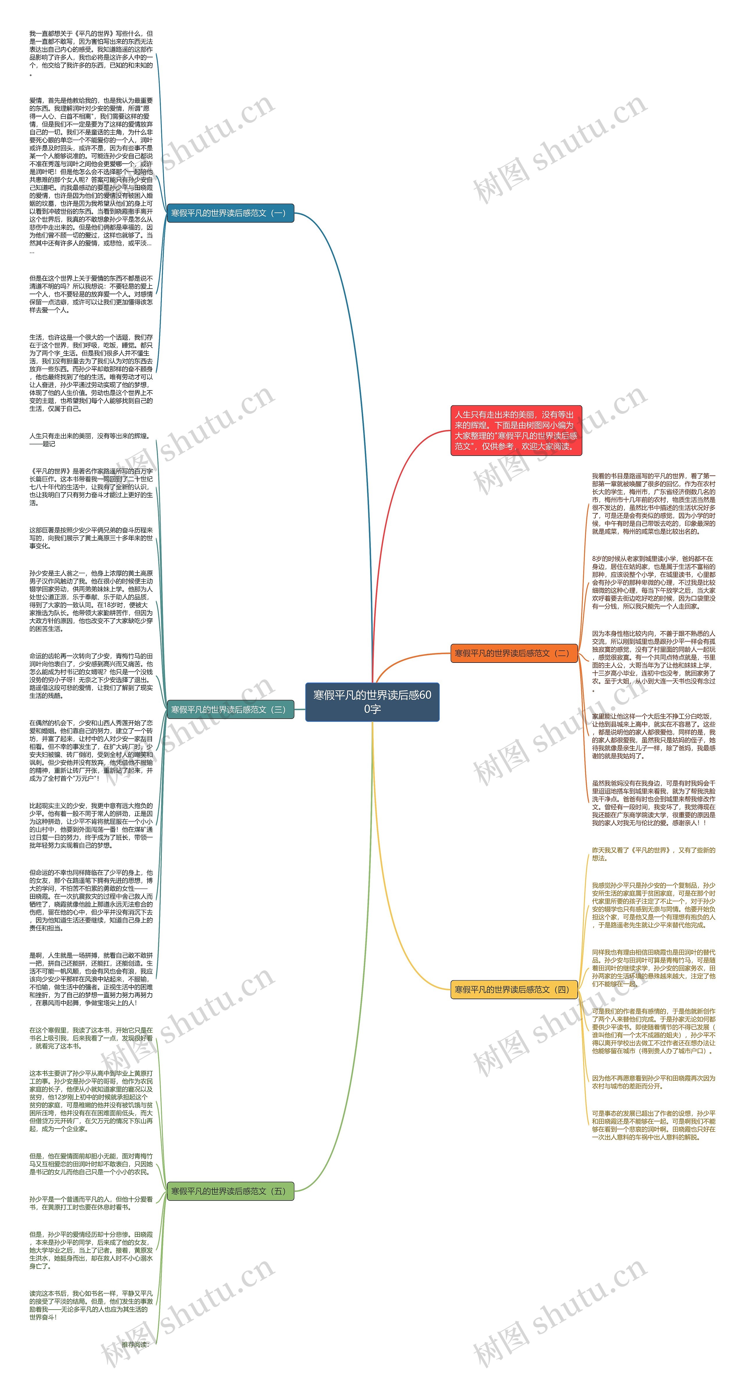 寒假平凡的世界读后感600字思维导图