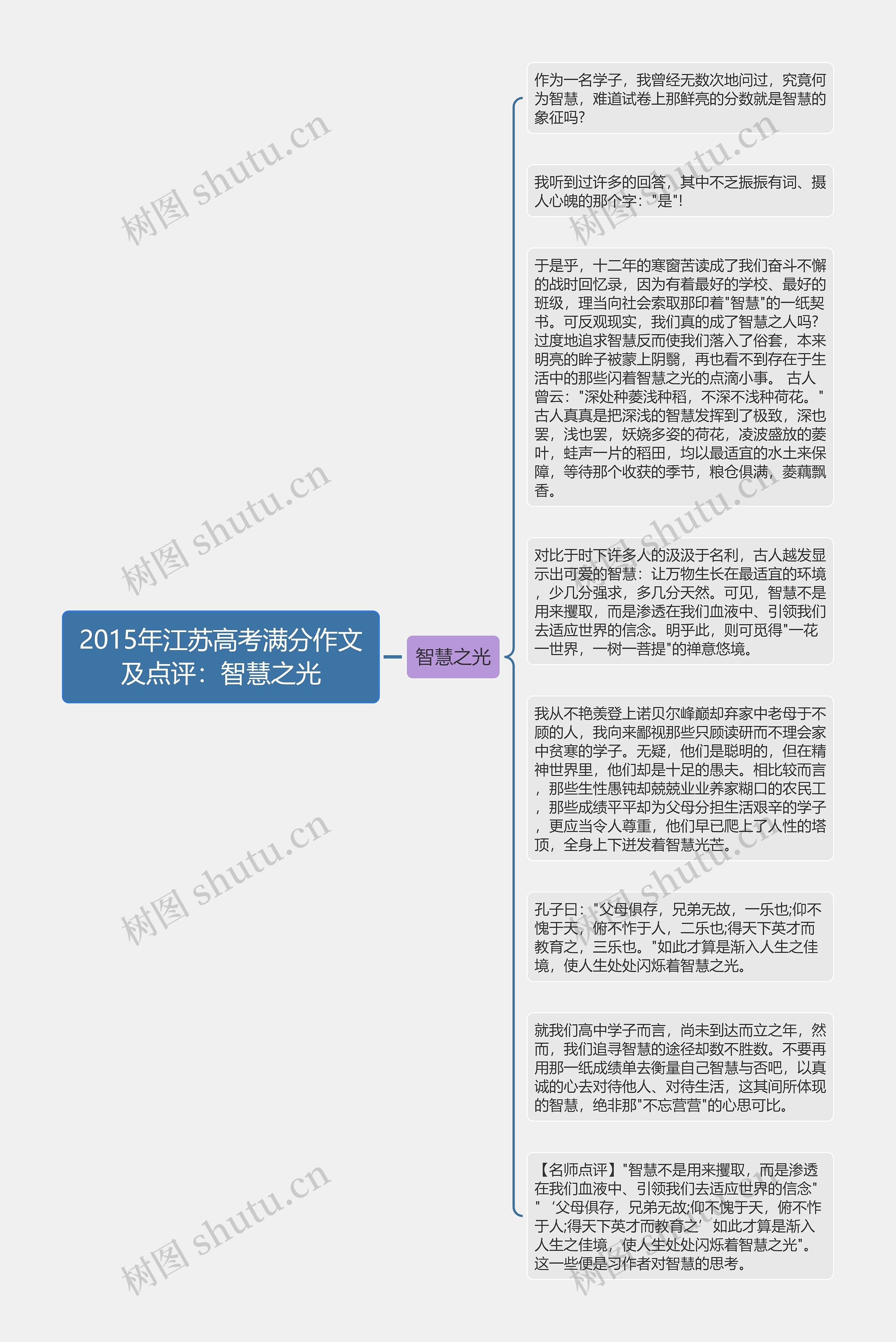 2015年江苏高考满分作文及点评：智慧之光思维导图