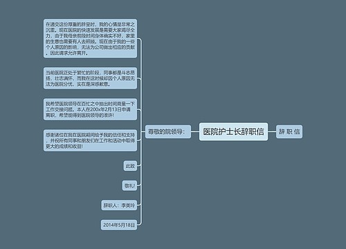 医院护士长辞职信