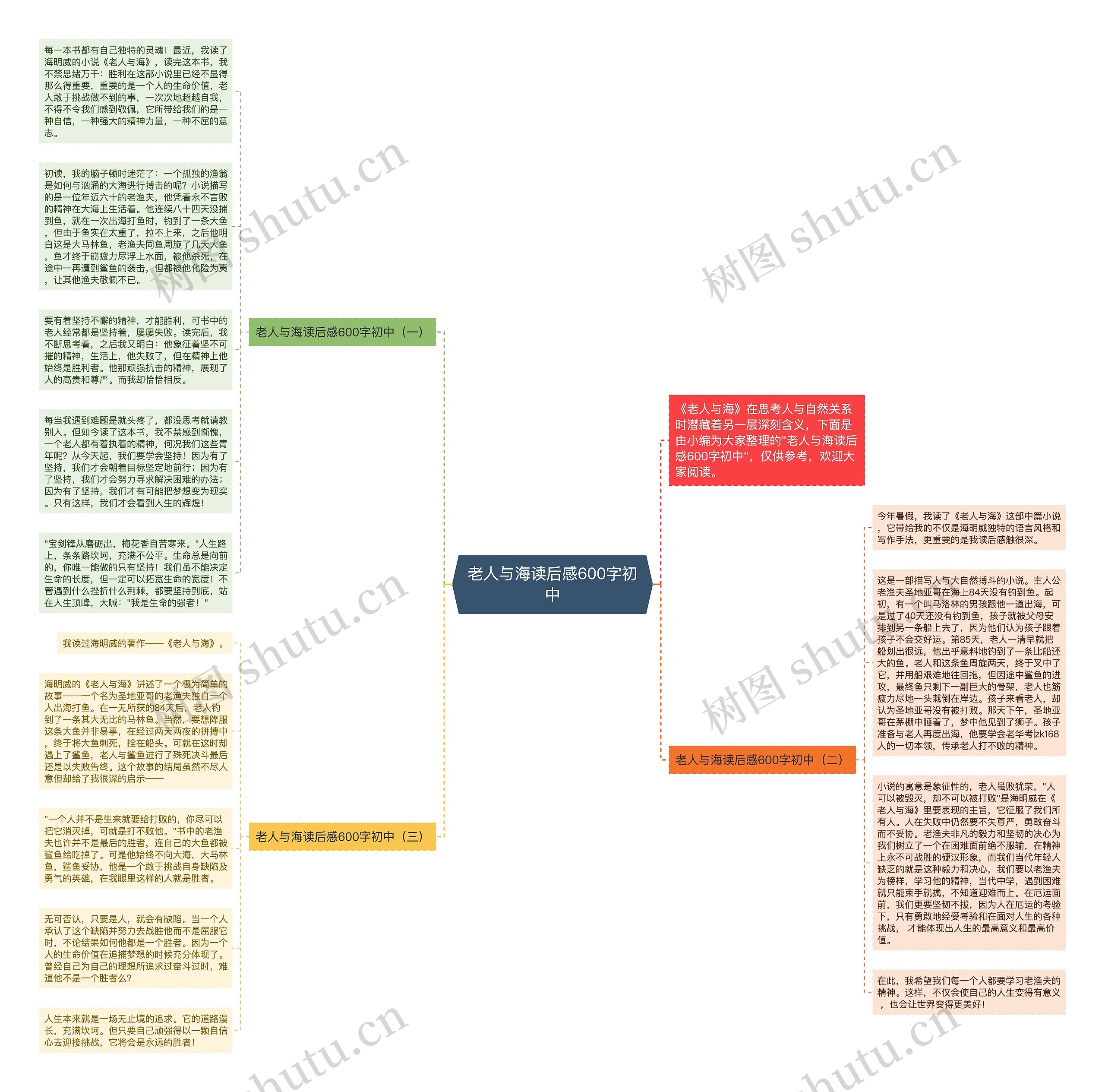 老人与海读后感600字初中思维导图