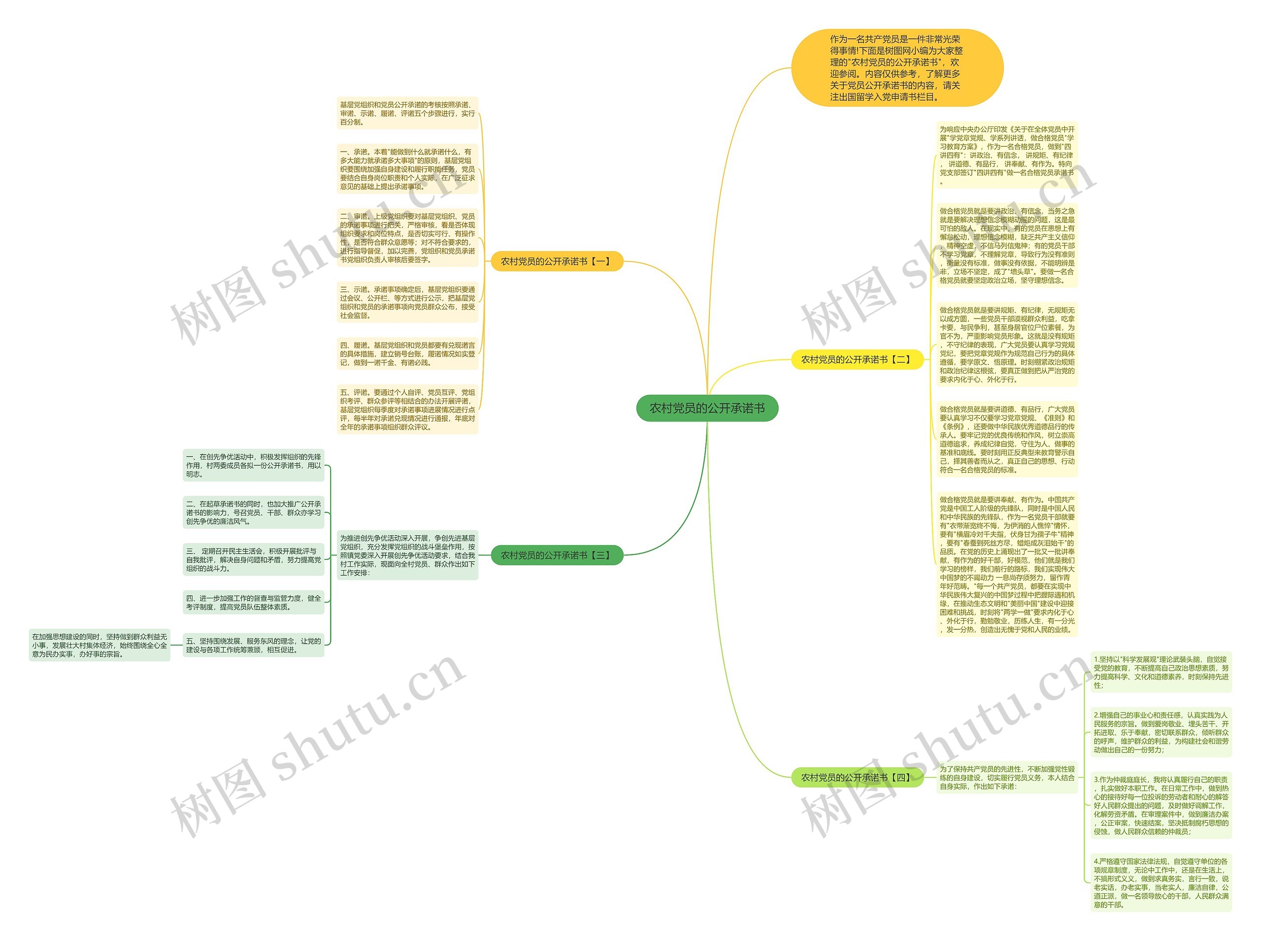 农村党员的公开承诺书思维导图