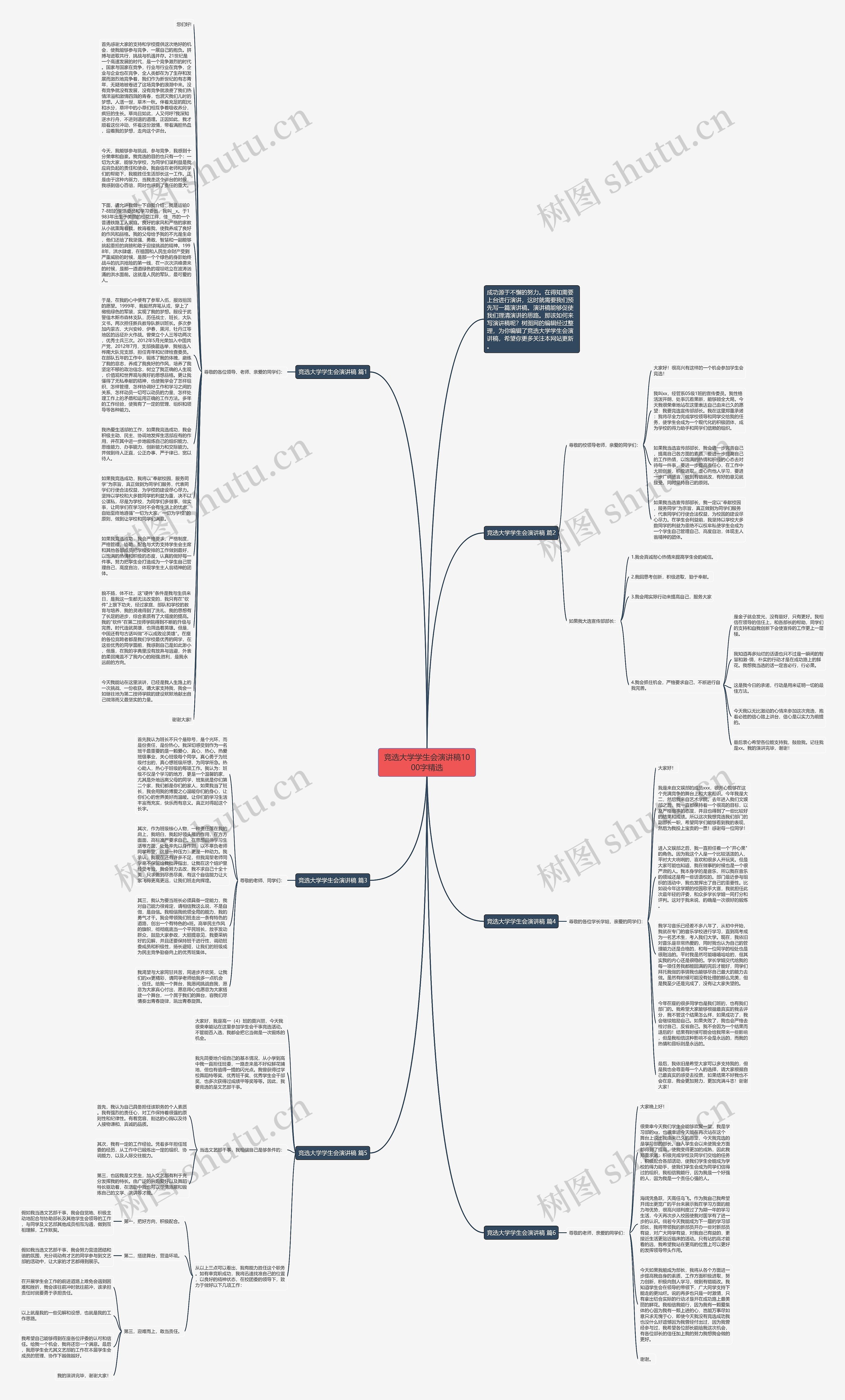 竞选大学学生会演讲稿1000字精选思维导图