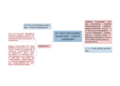 2017武汉大学校长李晓红毕业典礼致辞：引领时代从超越自我开