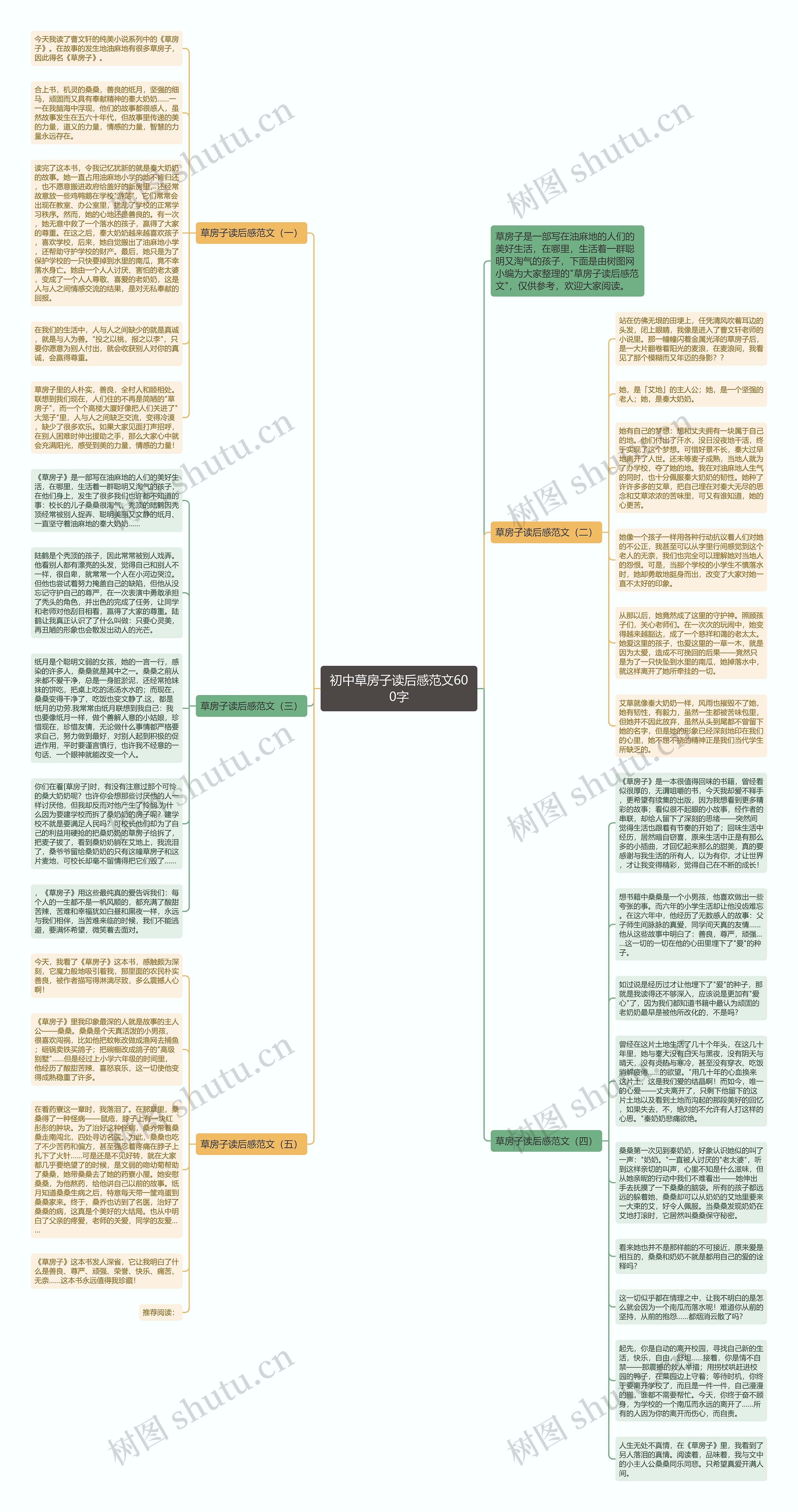 初中草房子读后感范文600字思维导图