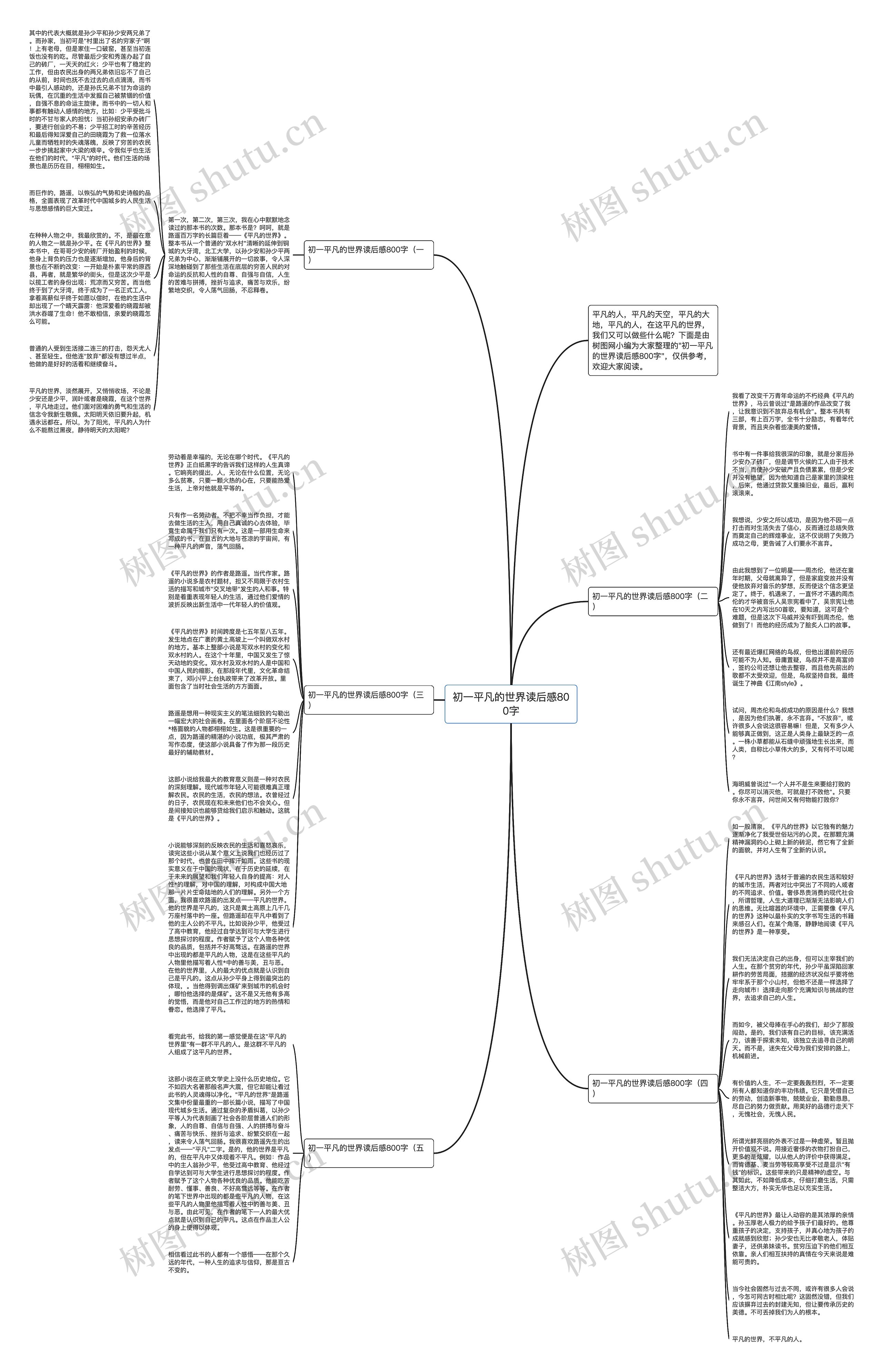 初一平凡的世界读后感800字思维导图