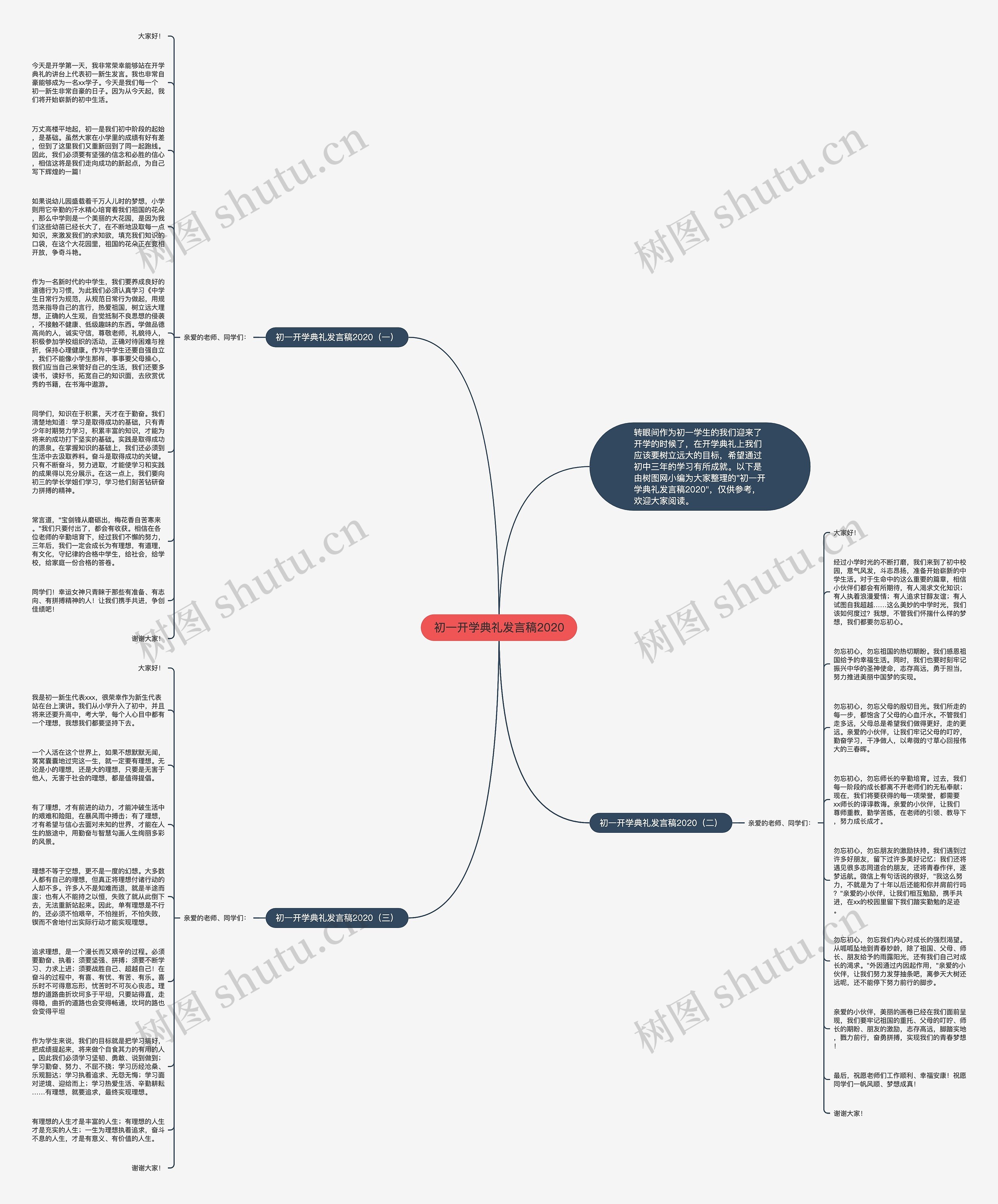 初一开学典礼发言稿2020思维导图