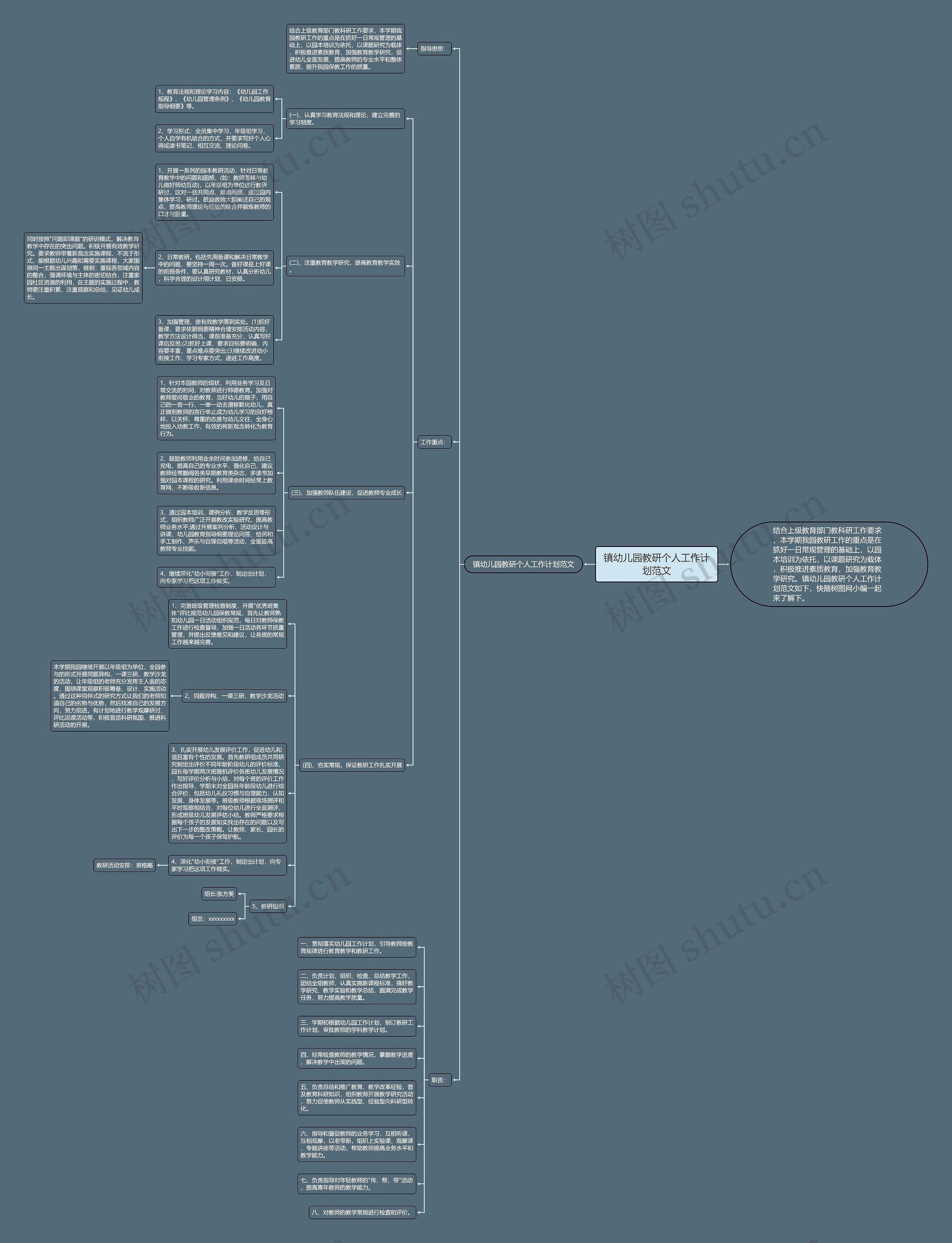镇幼儿园教研个人工作计划范文思维导图