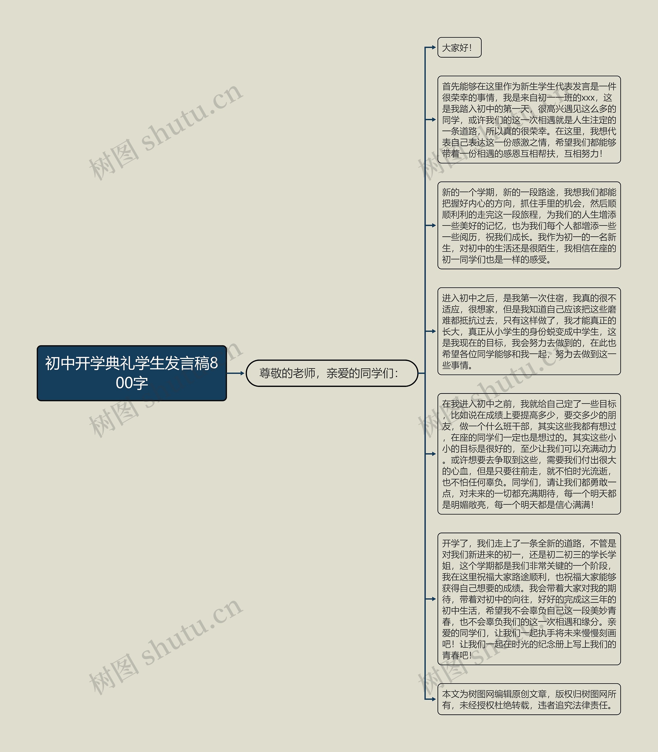 初中开学典礼学生发言稿800字思维导图