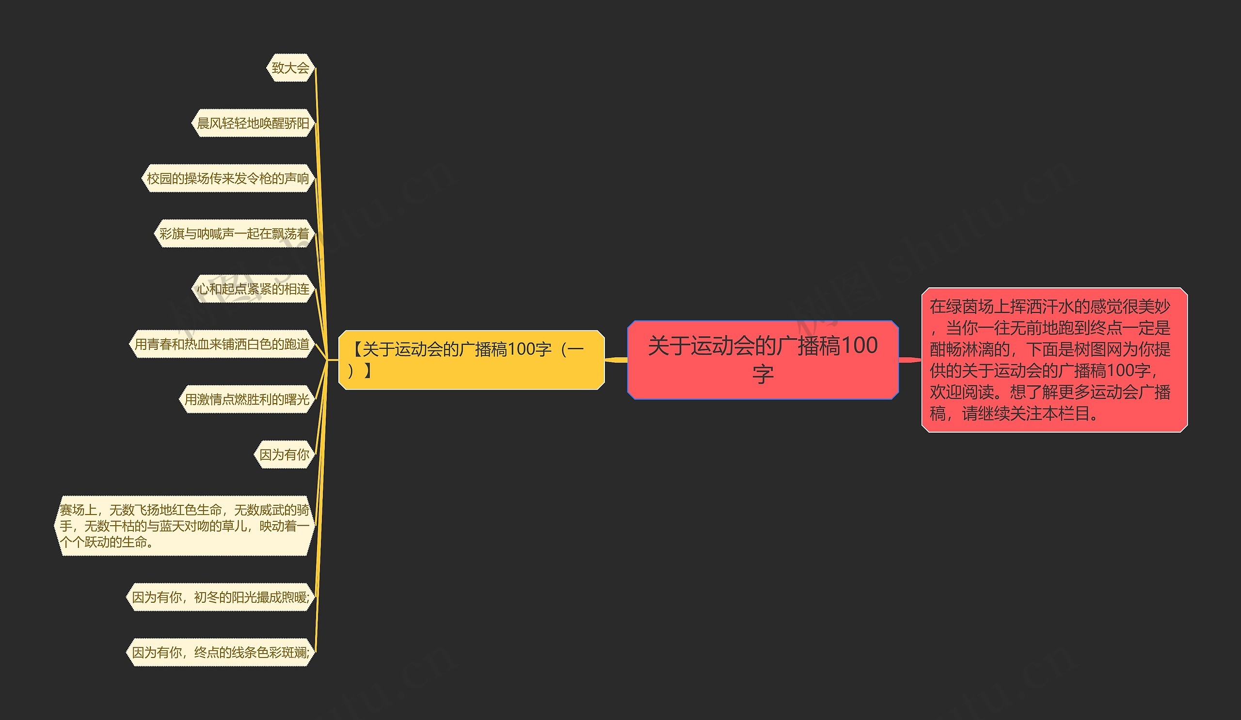 关于运动会的广播稿100字思维导图