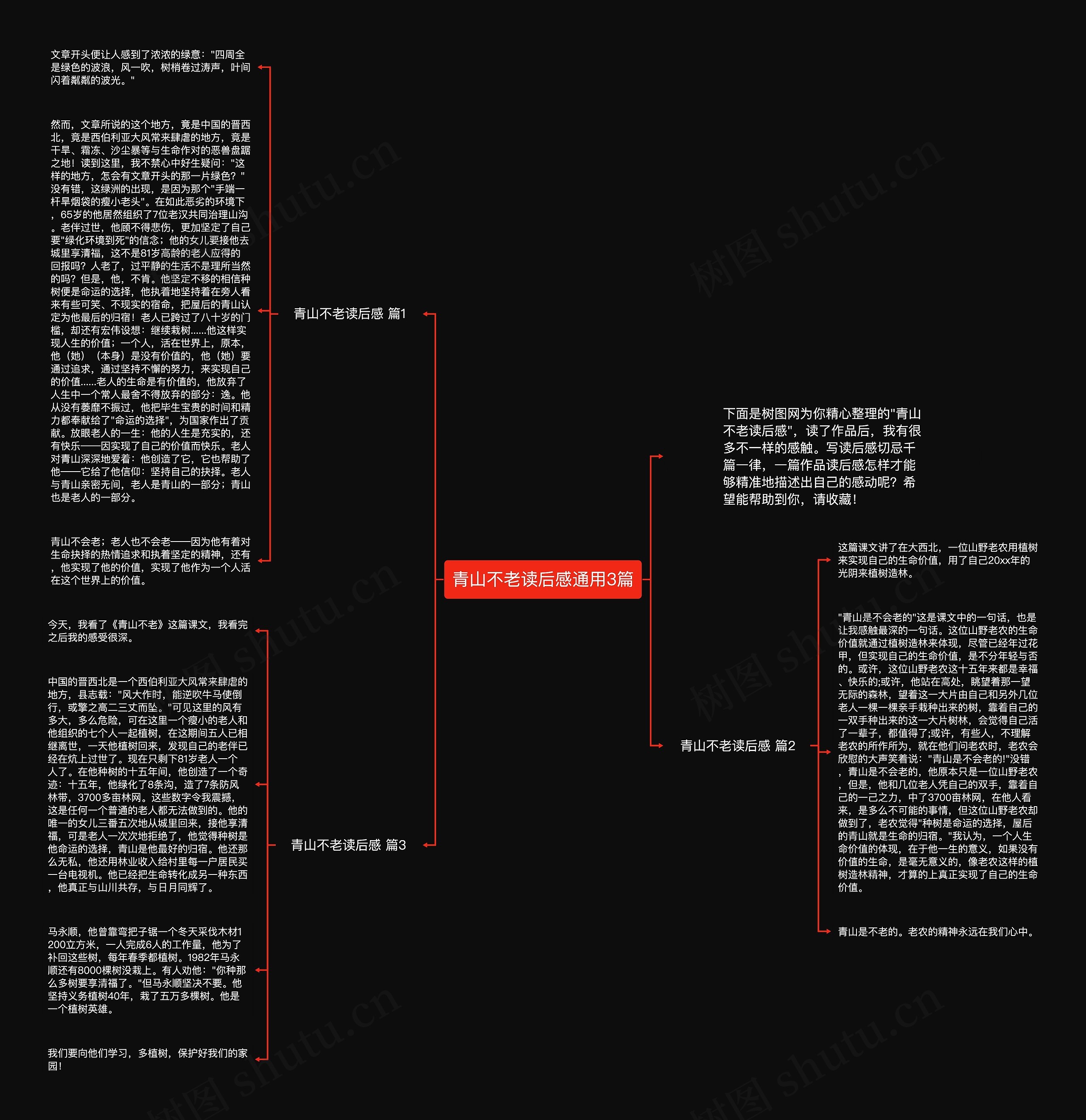 青山不老读后感通用3篇思维导图