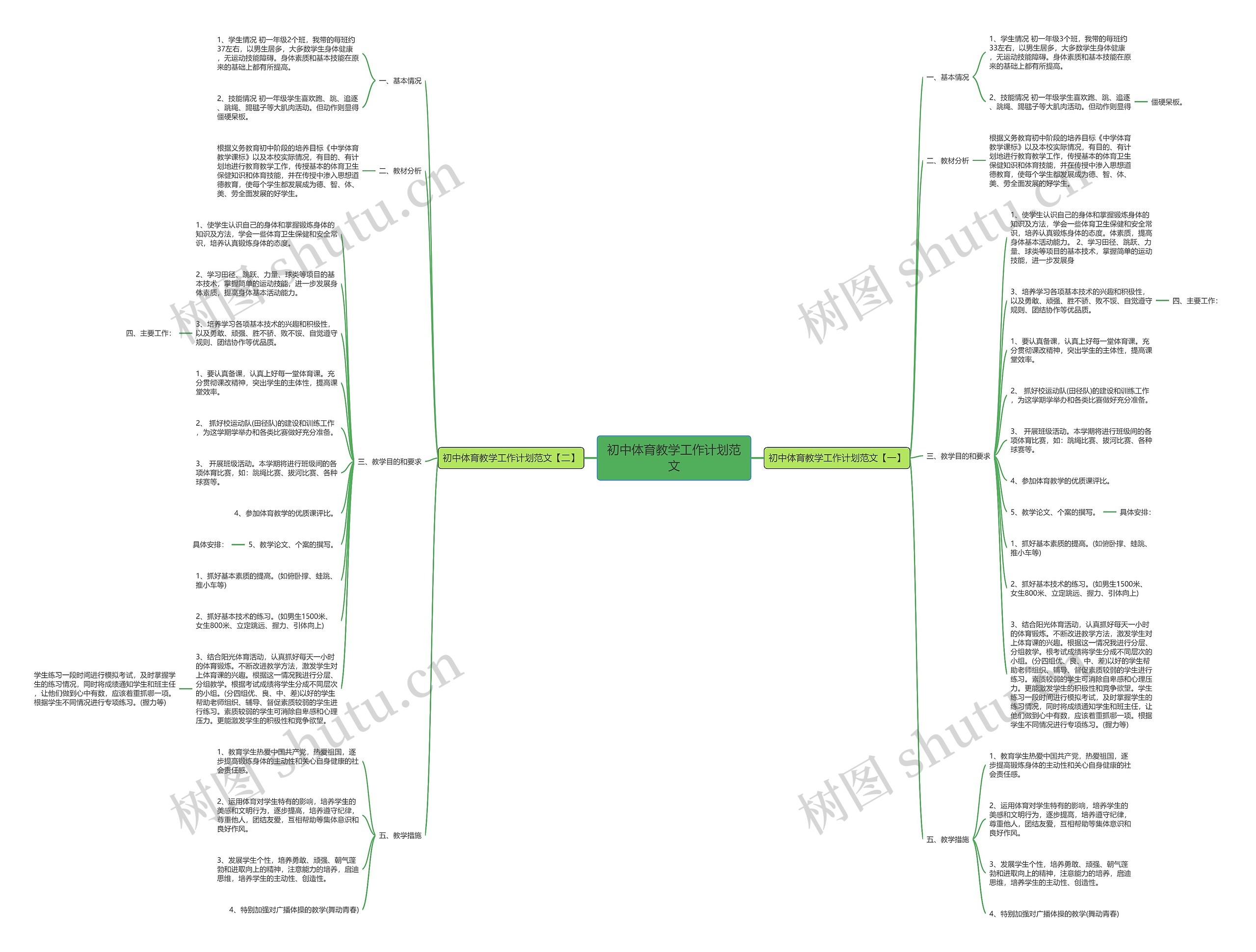 初中体育教学工作计划范文思维导图