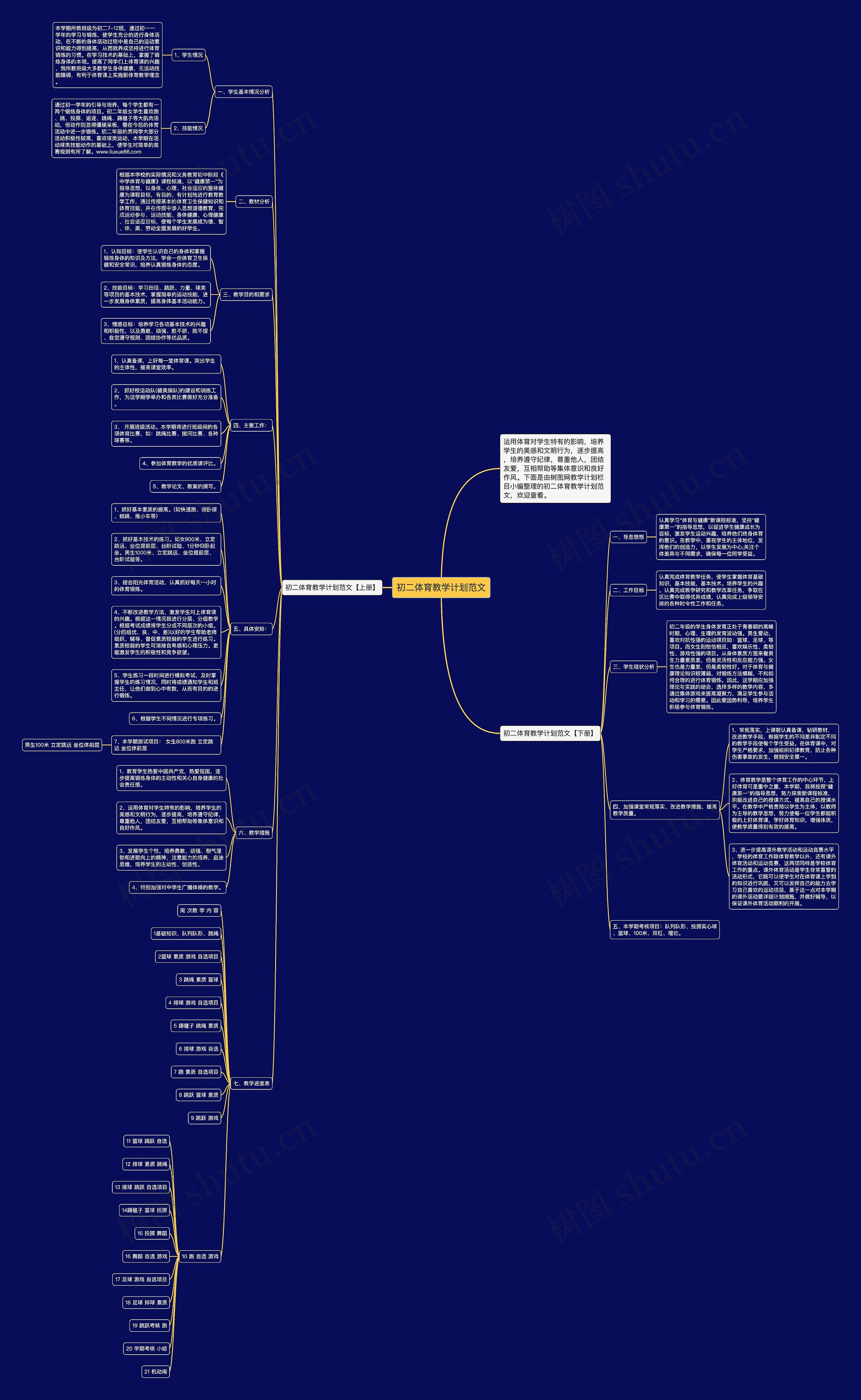 初二体育教学计划范文思维导图