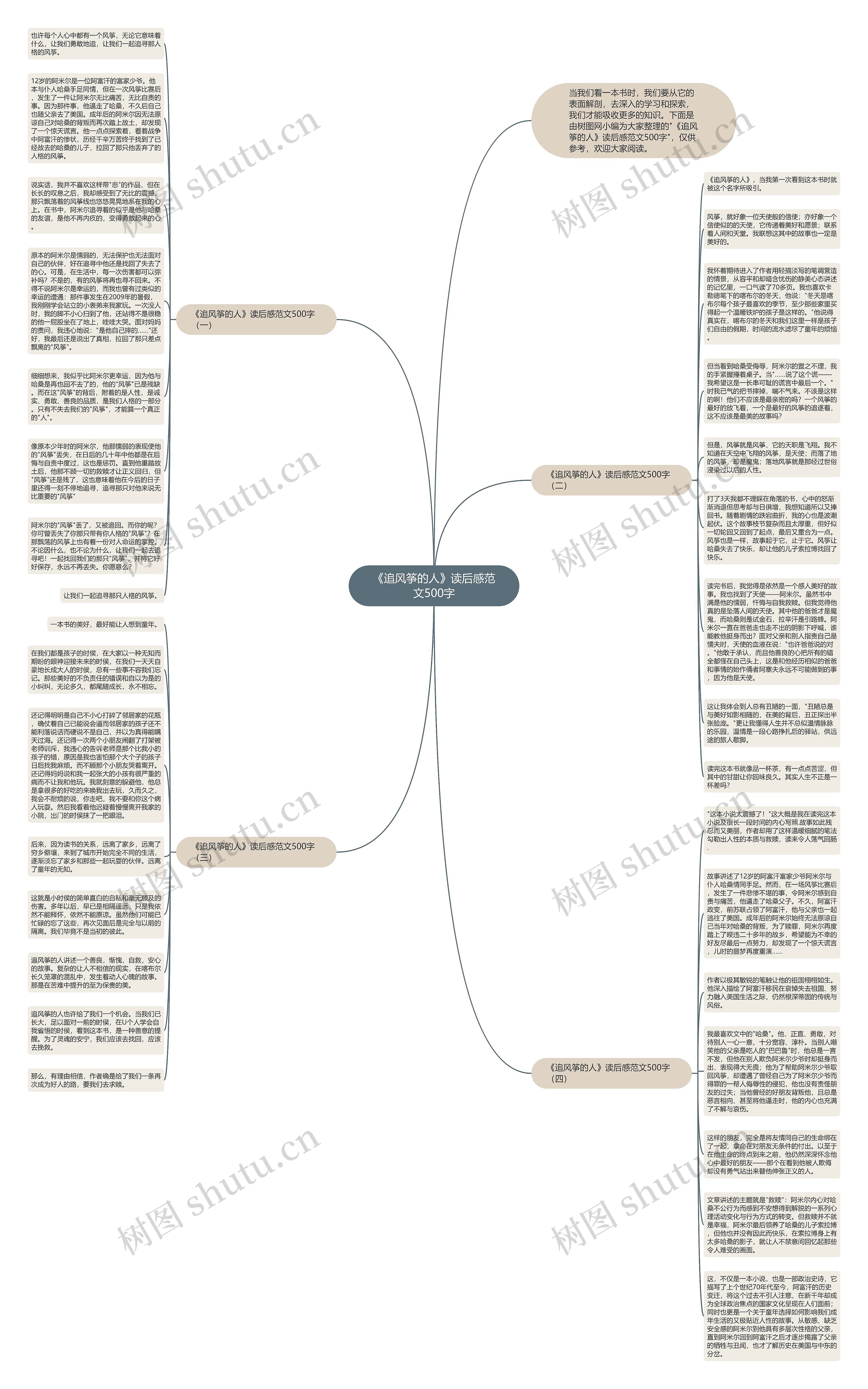 《追风筝的人》读后感范文500字思维导图