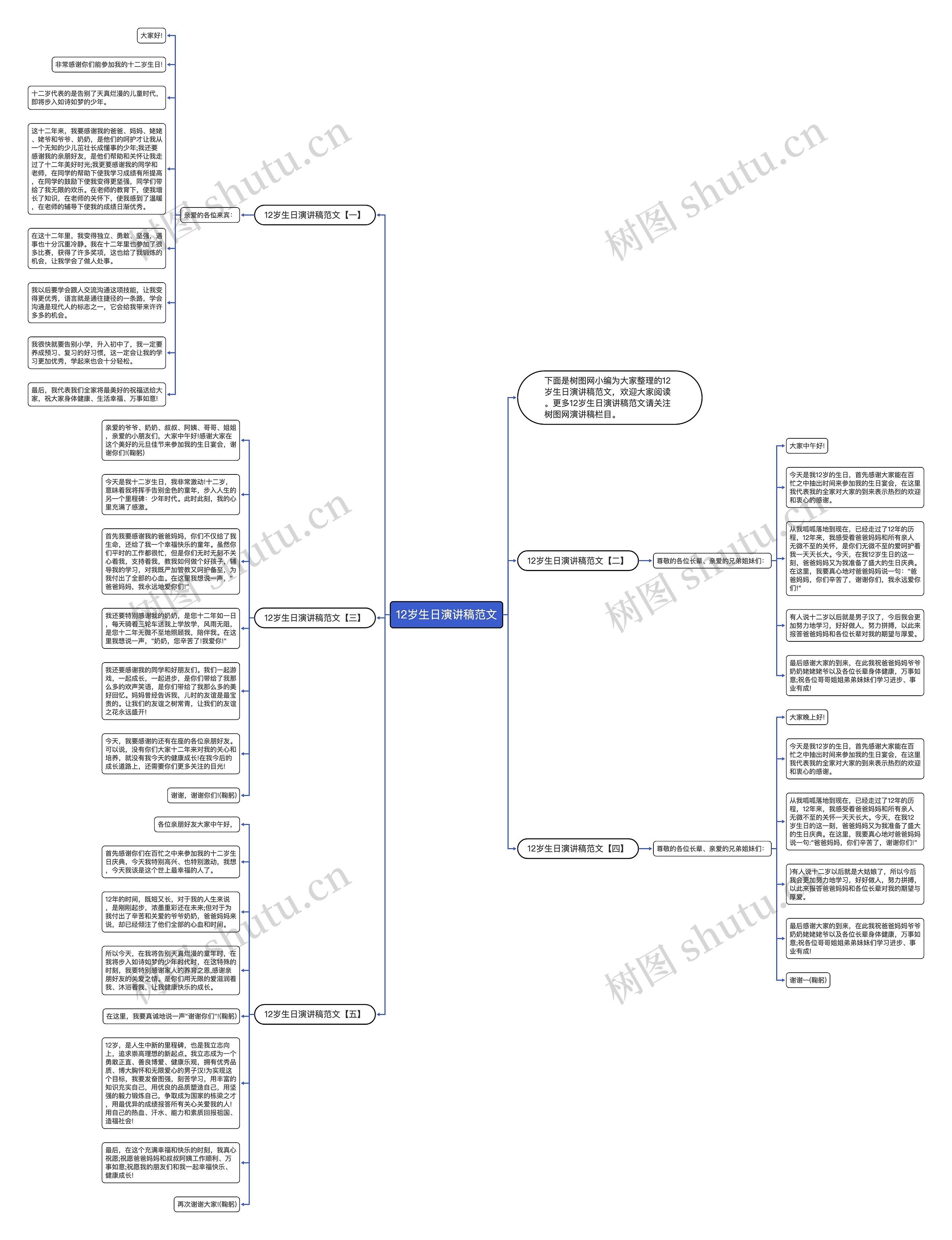 12岁生日演讲稿范文思维导图