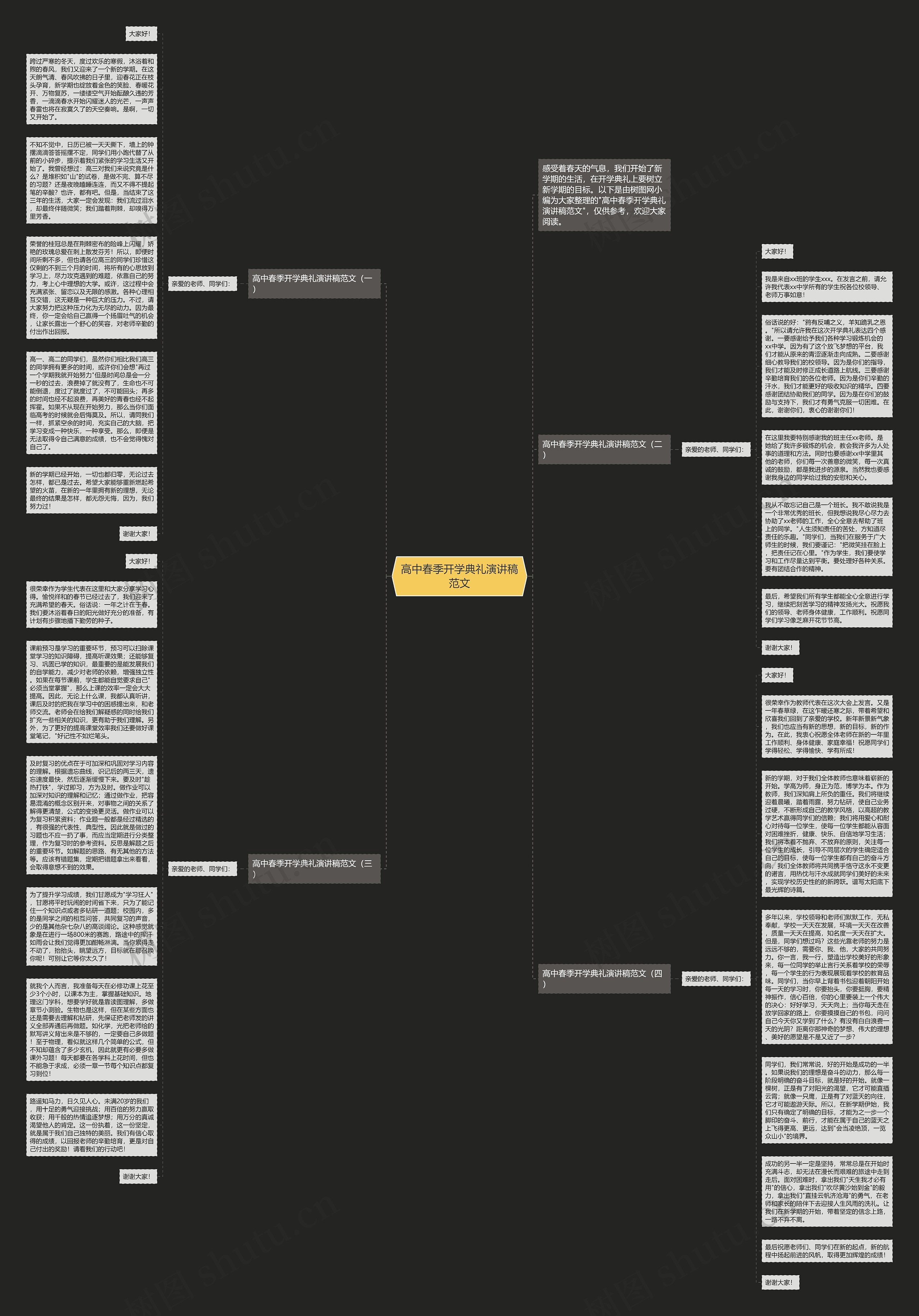 高中春季开学典礼演讲稿范文思维导图