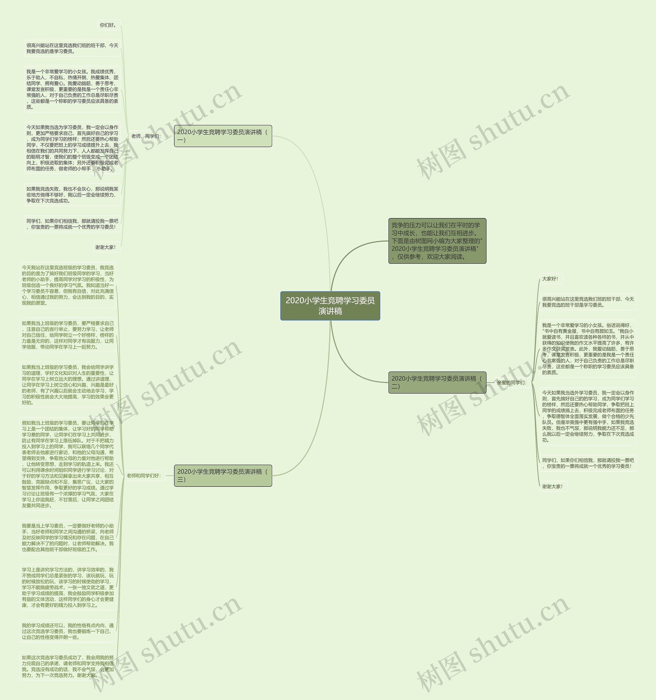 2020小学生竞聘学习委员演讲稿思维导图