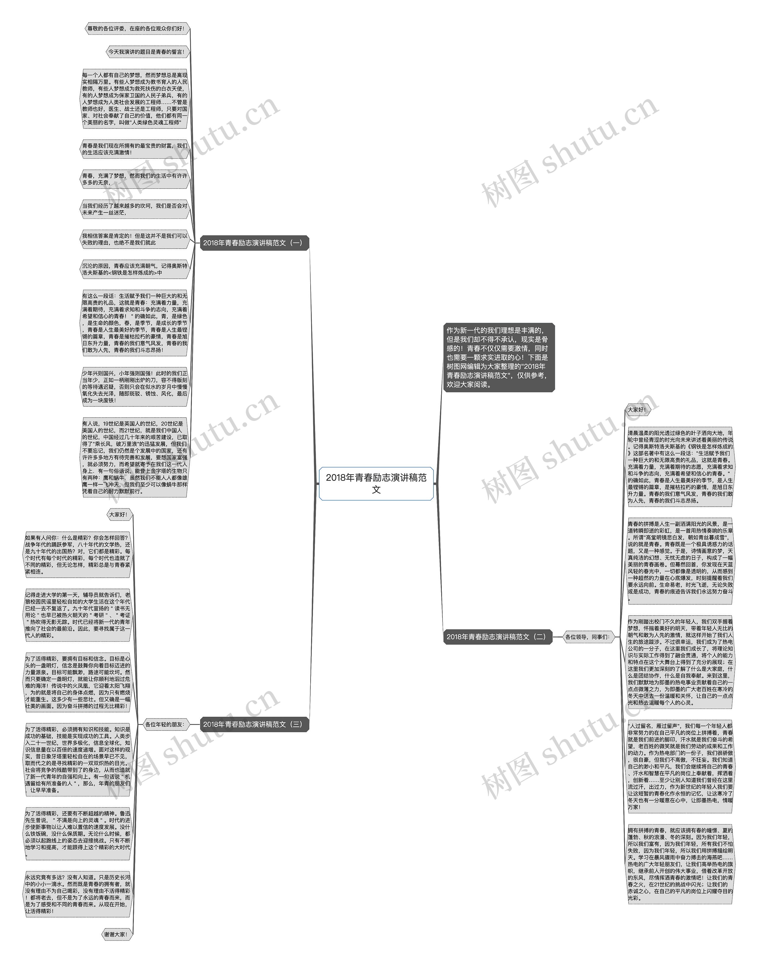 2018年青春励志演讲稿范文思维导图
