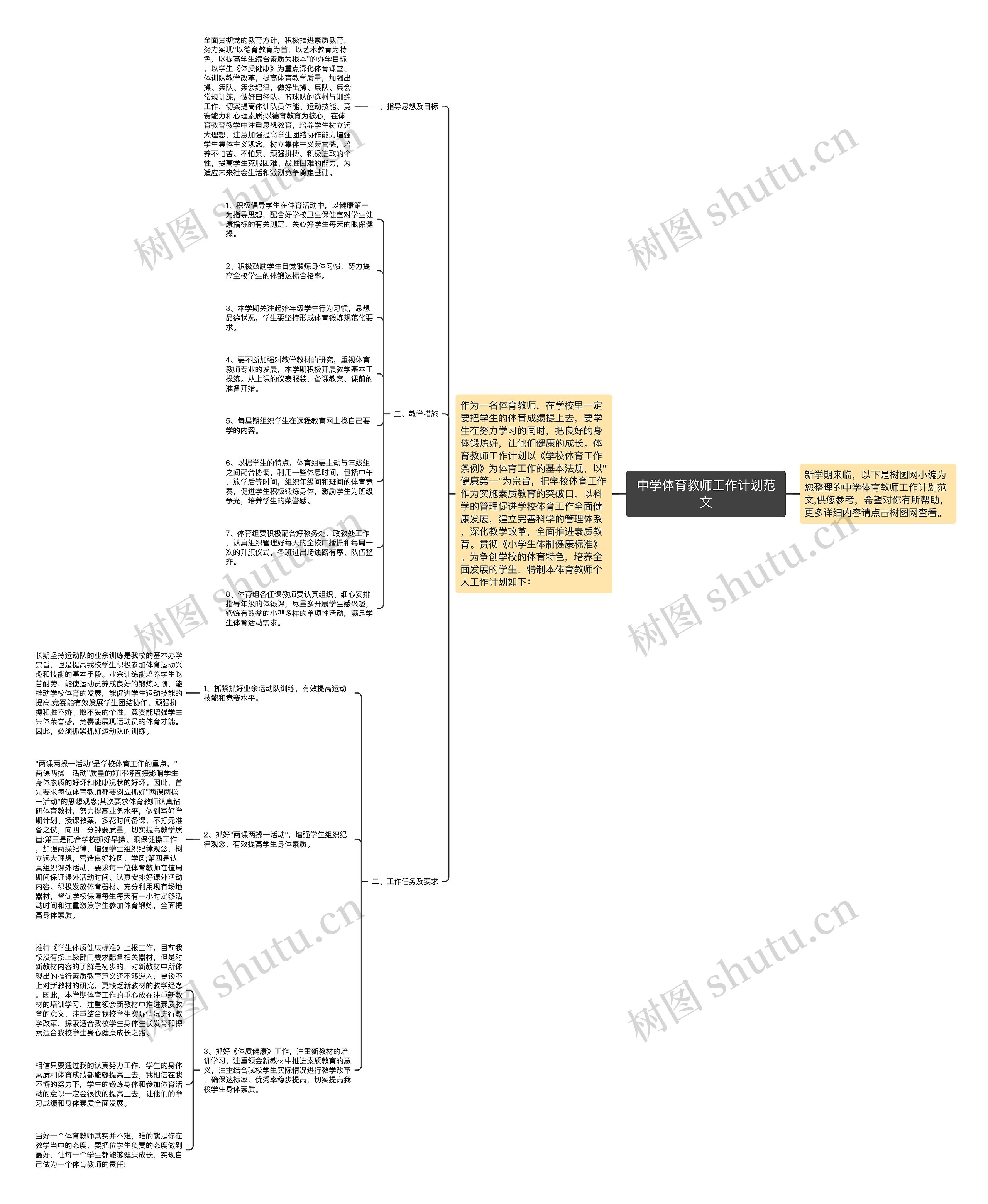 中学体育教师工作计划范文思维导图