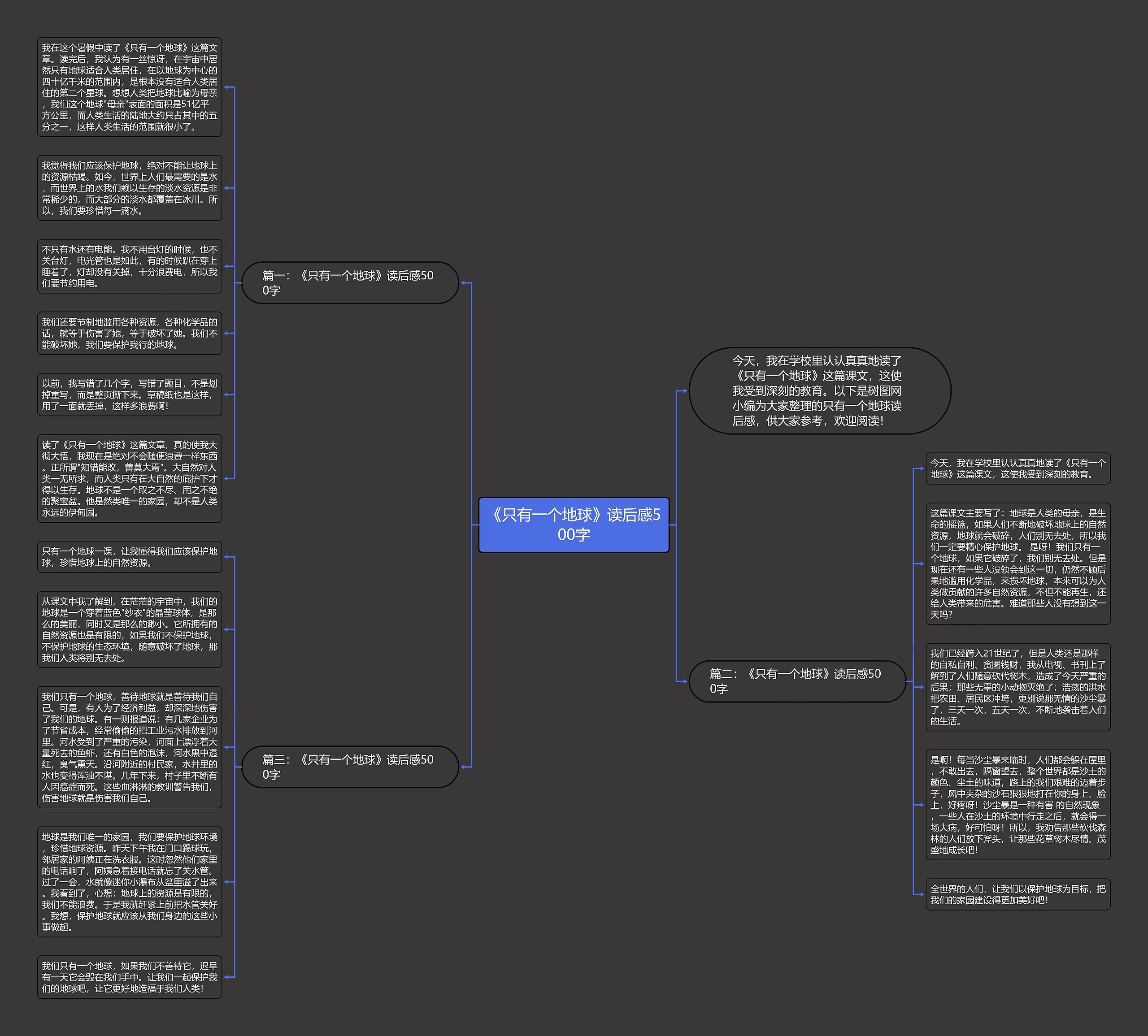 《只有一个地球》读后感500字思维导图