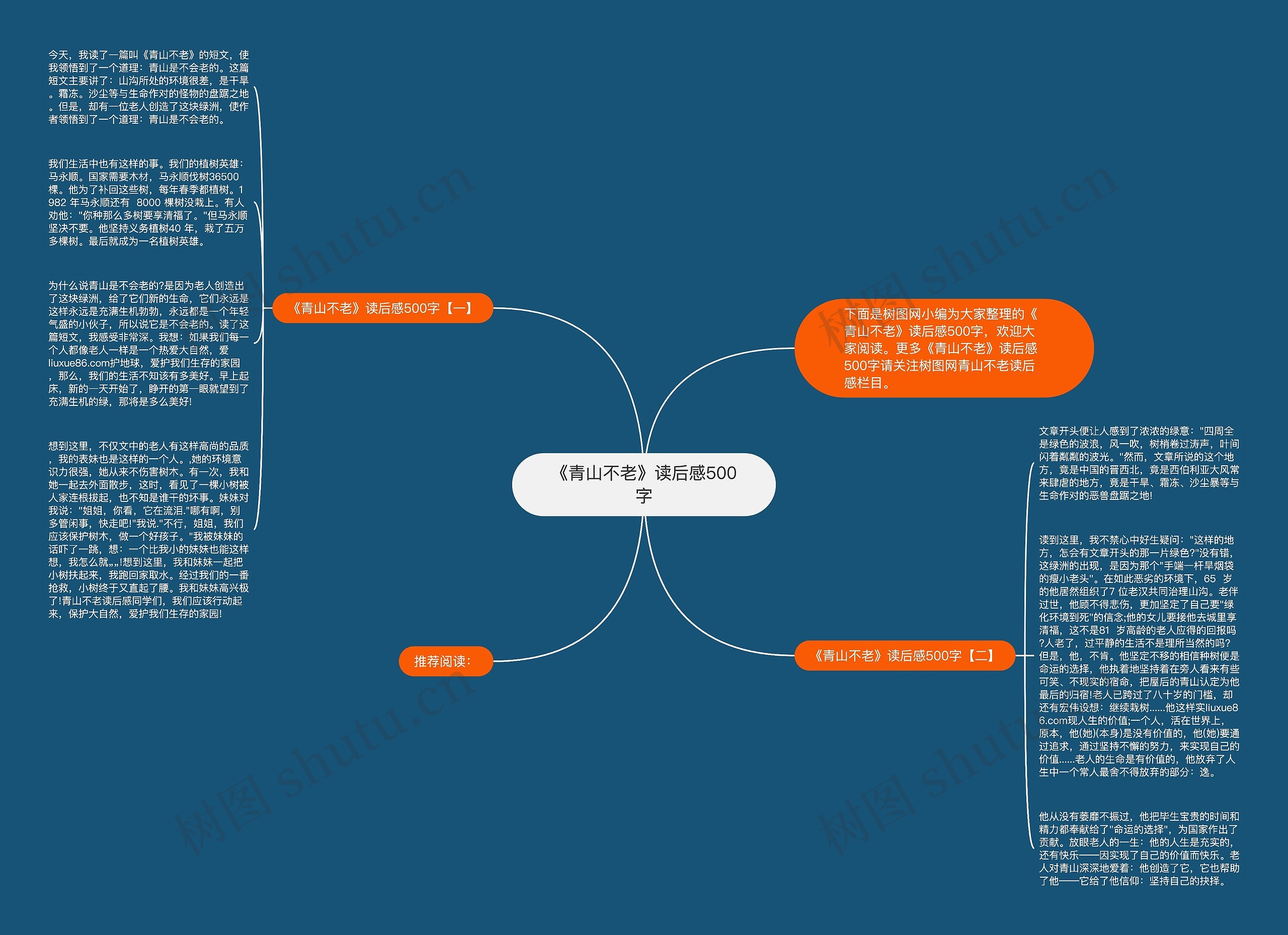 《青山不老》读后感500字思维导图