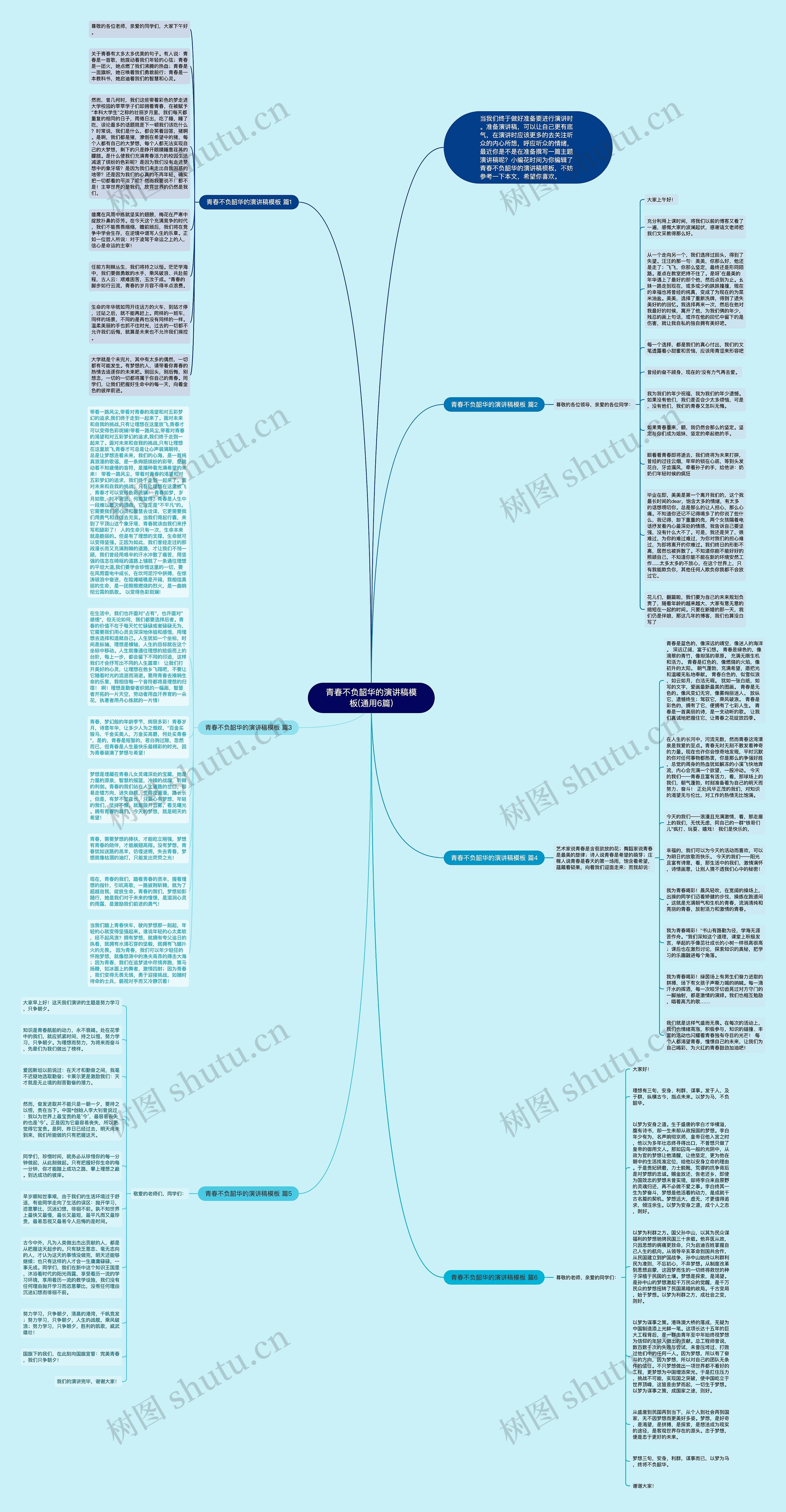 青春不负韶华的演讲稿(通用6篇)思维导图