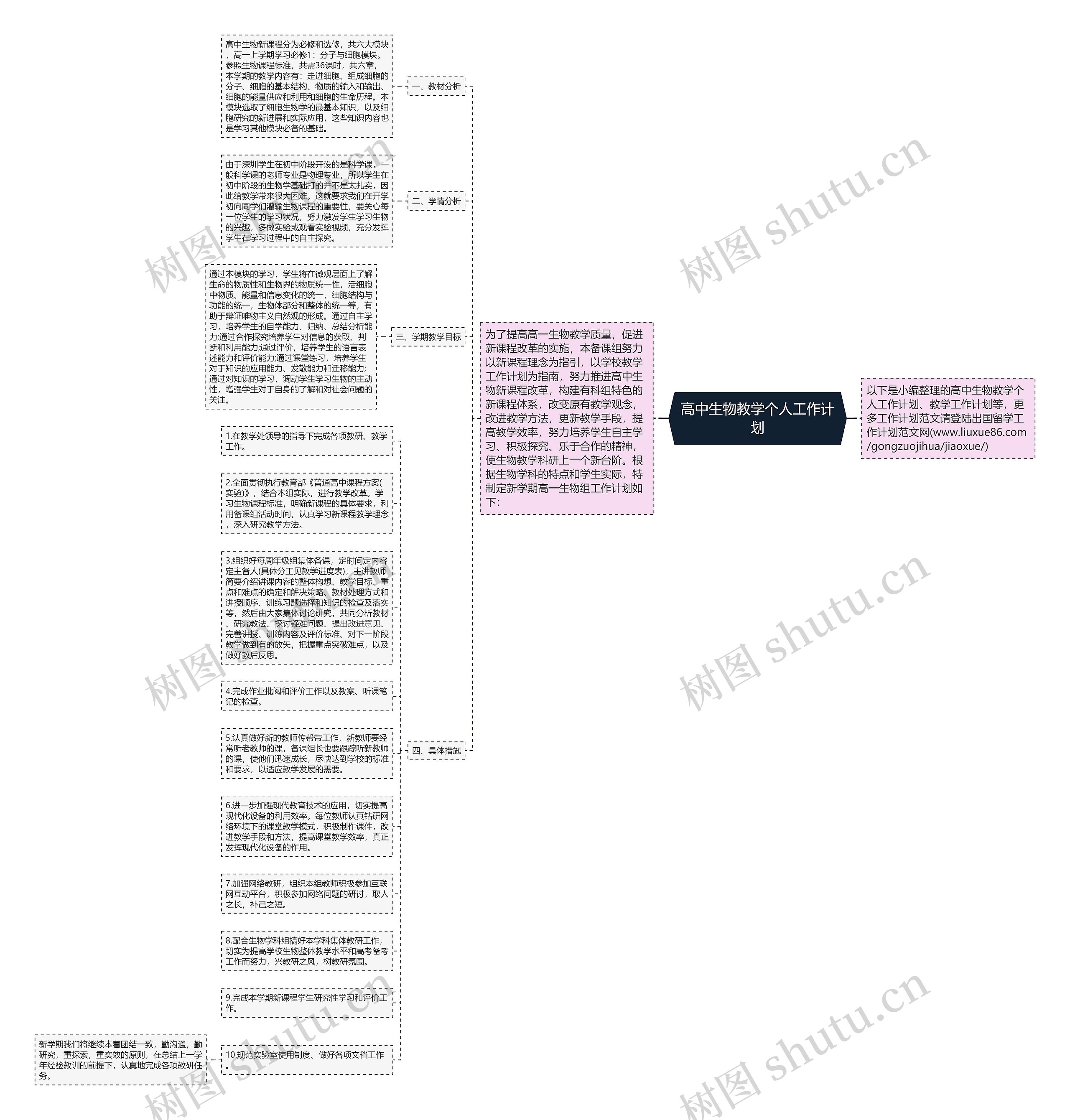 高中生物教学个人工作计划思维导图