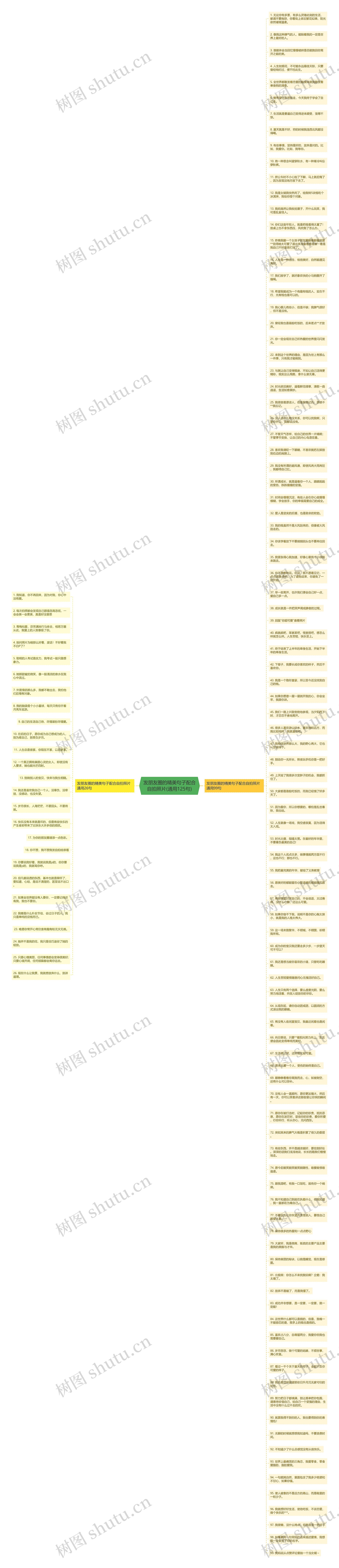 发朋友圈的精美句子配合自拍照片(通用125句)思维导图