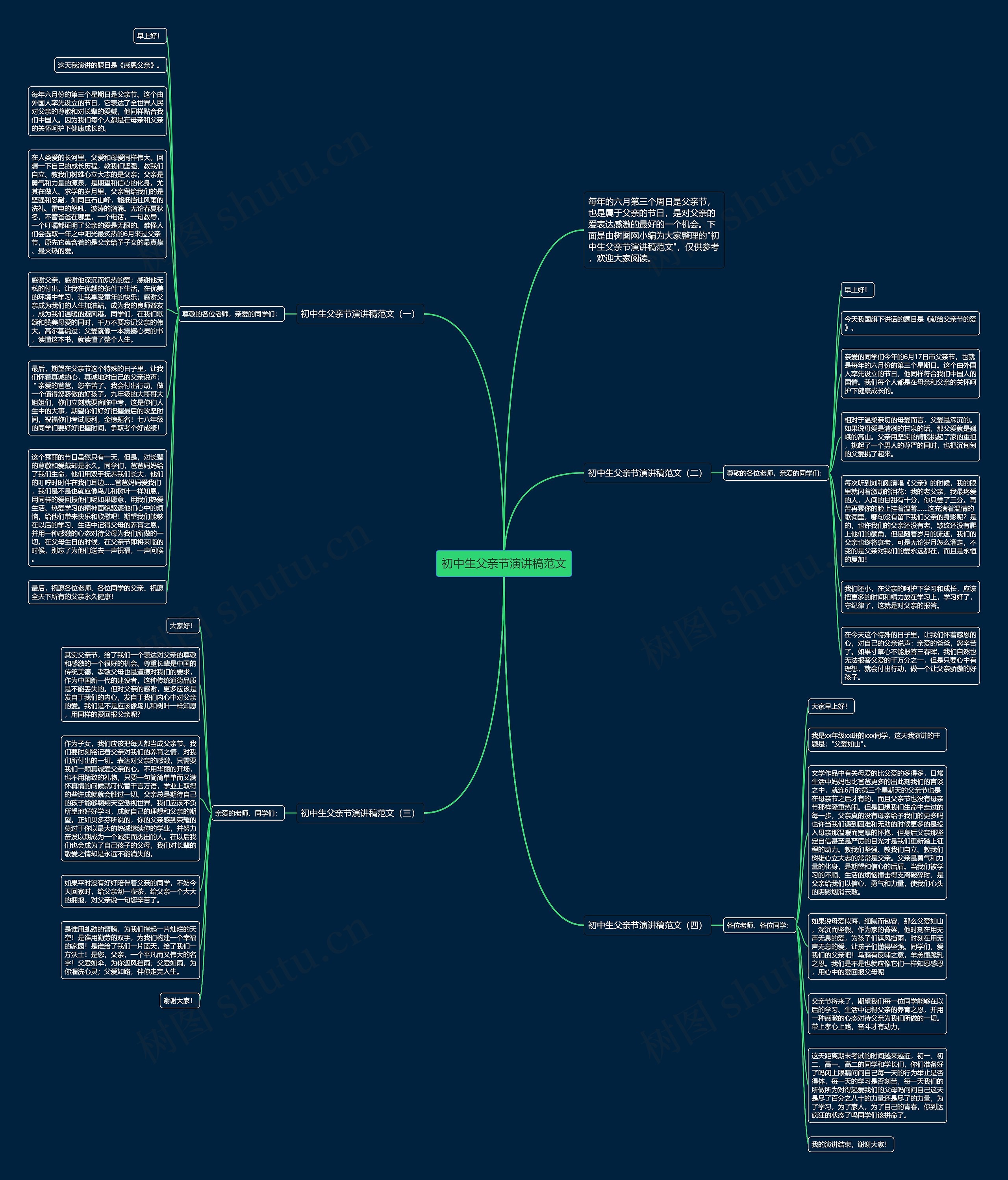 初中生父亲节演讲稿范文思维导图