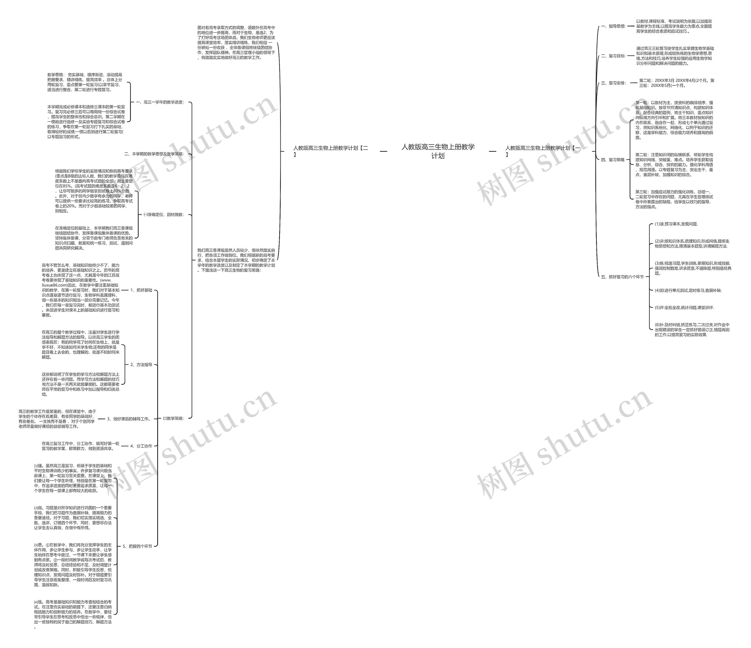 人教版高三生物上册教学计划思维导图