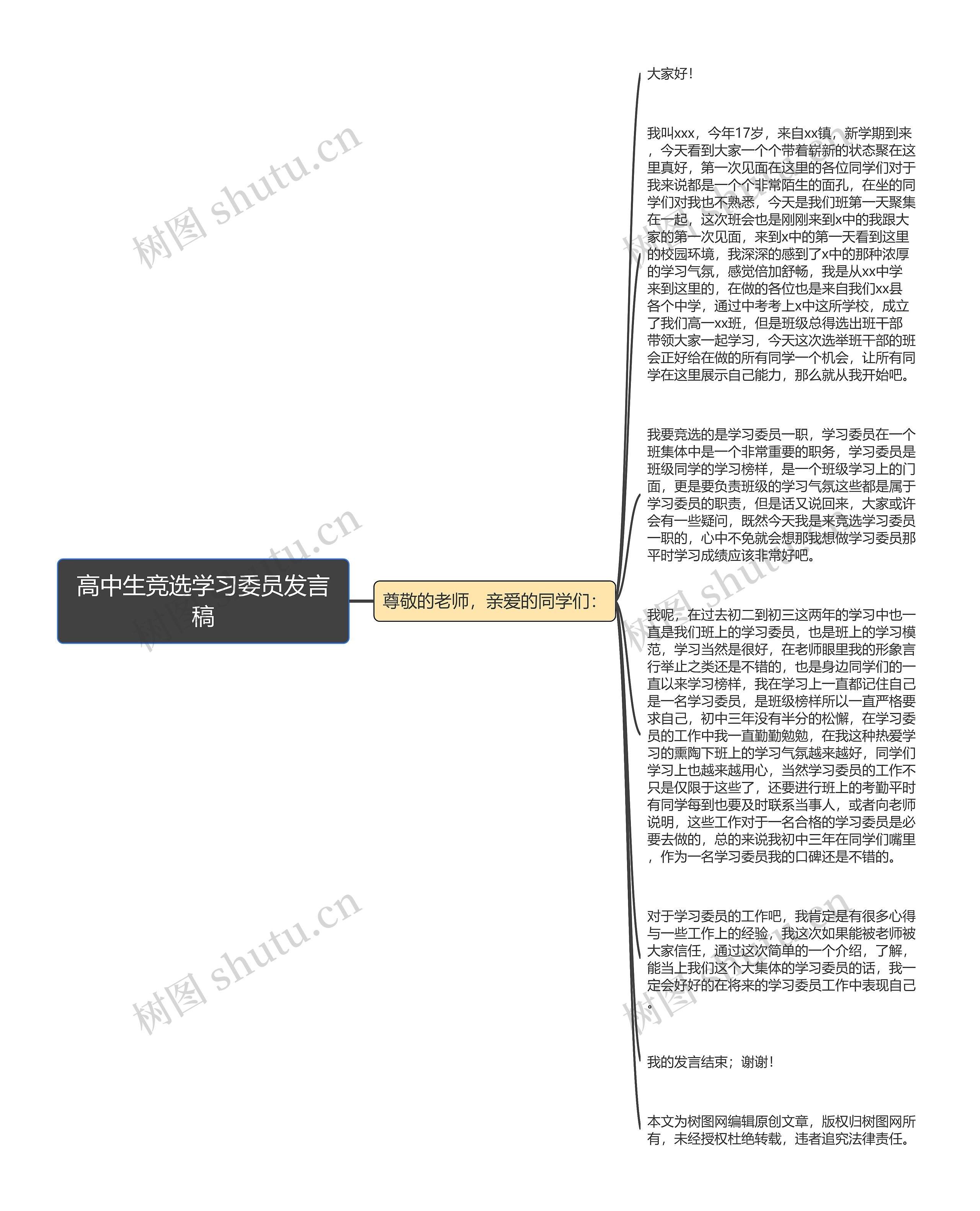 高中生竞选学习委员发言稿思维导图