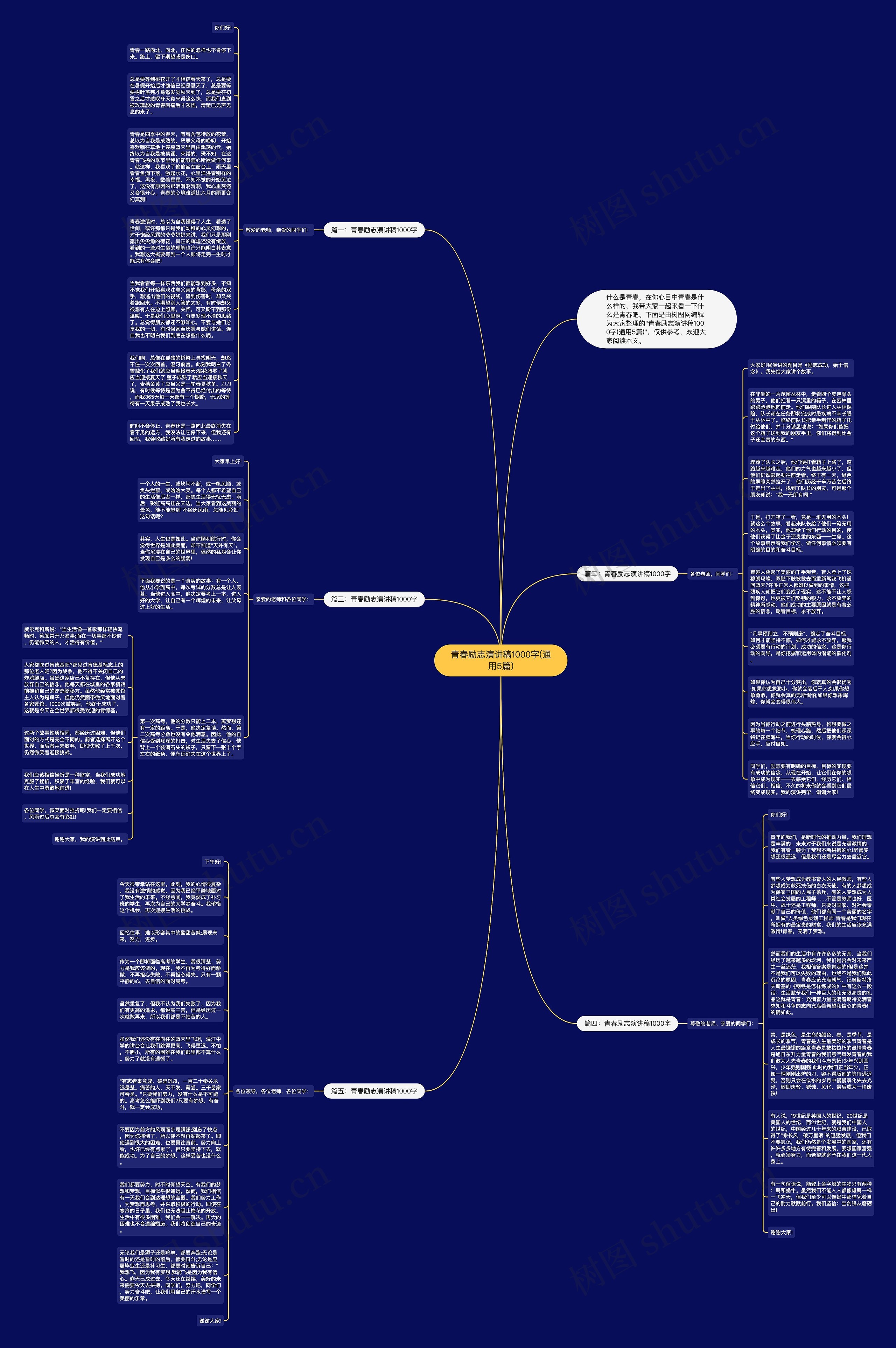 青春励志演讲稿1000字(通用5篇)思维导图