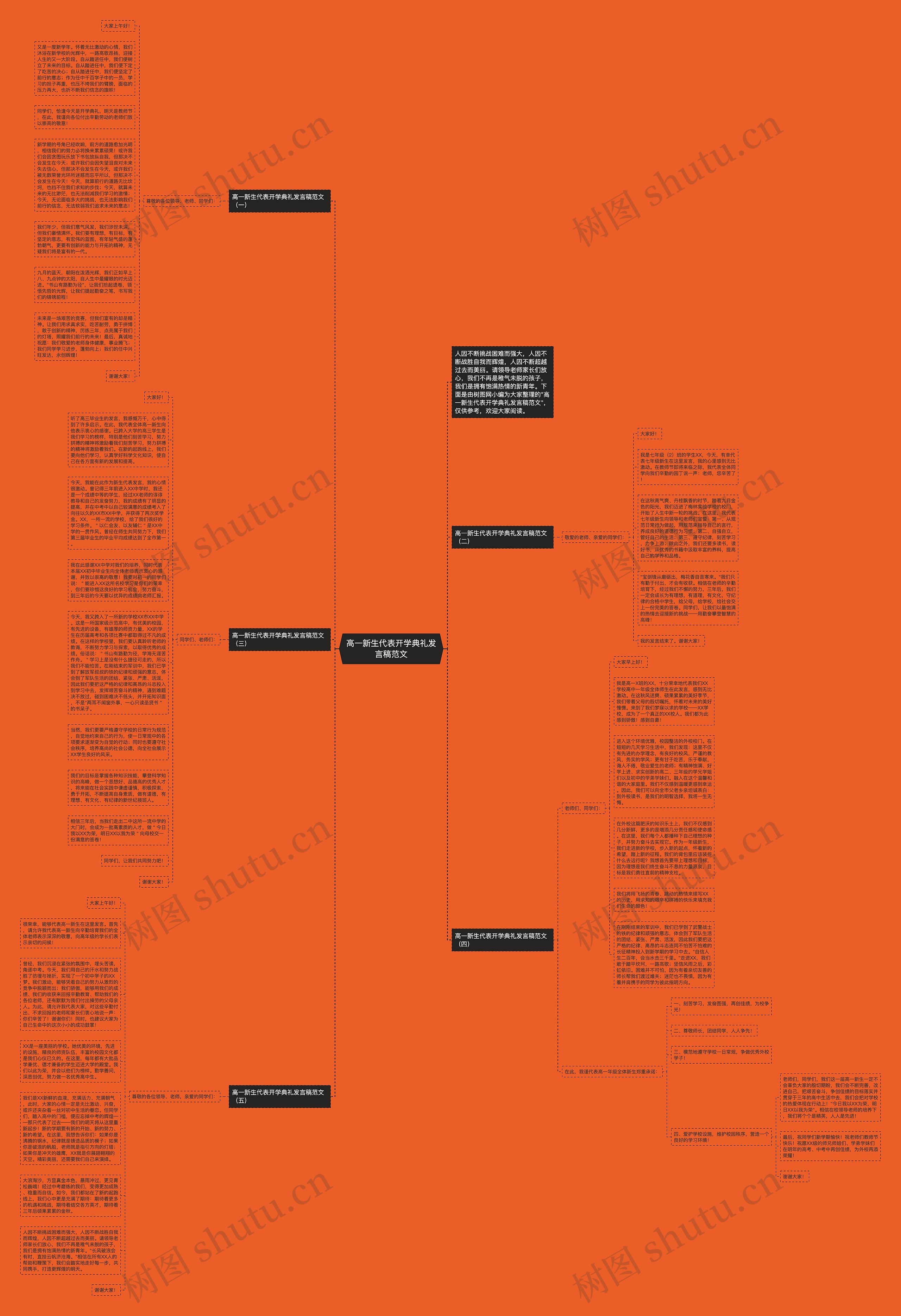 高一新生代表开学典礼发言稿范文思维导图