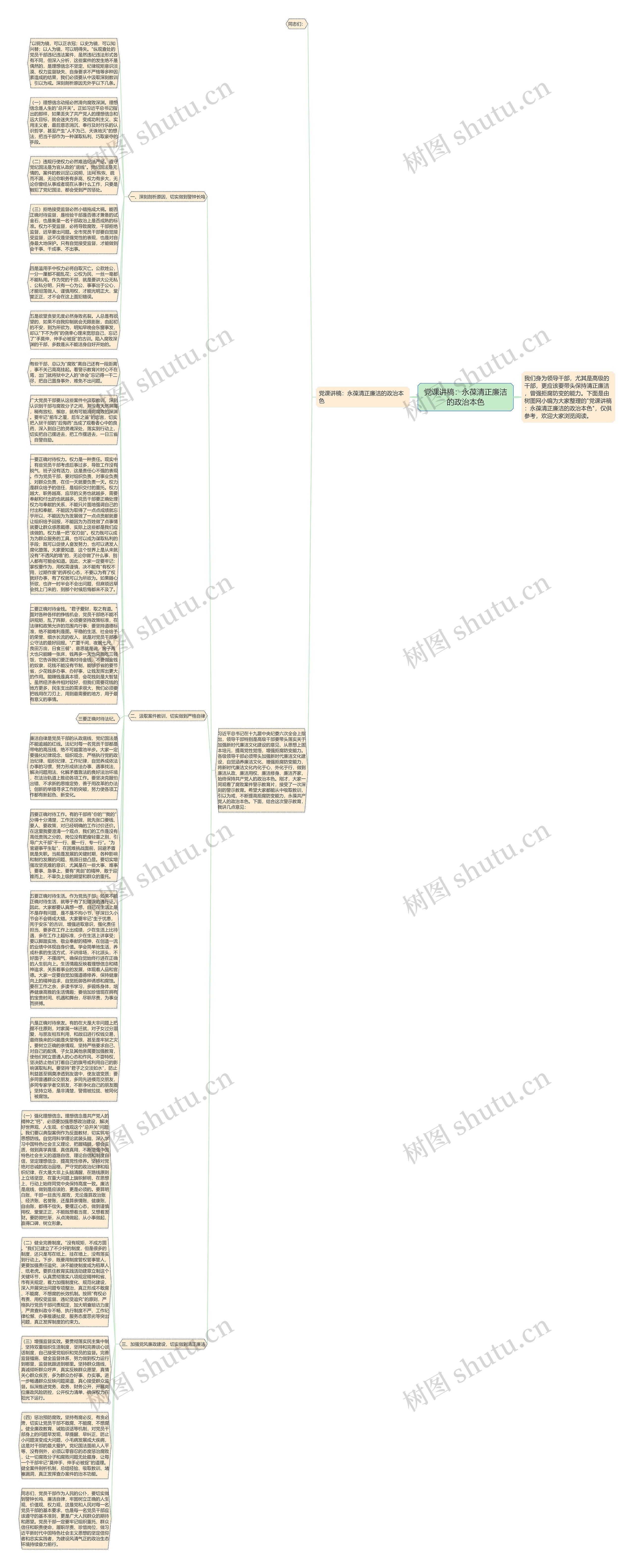 党课讲稿：永葆清正廉洁的政治本色思维导图