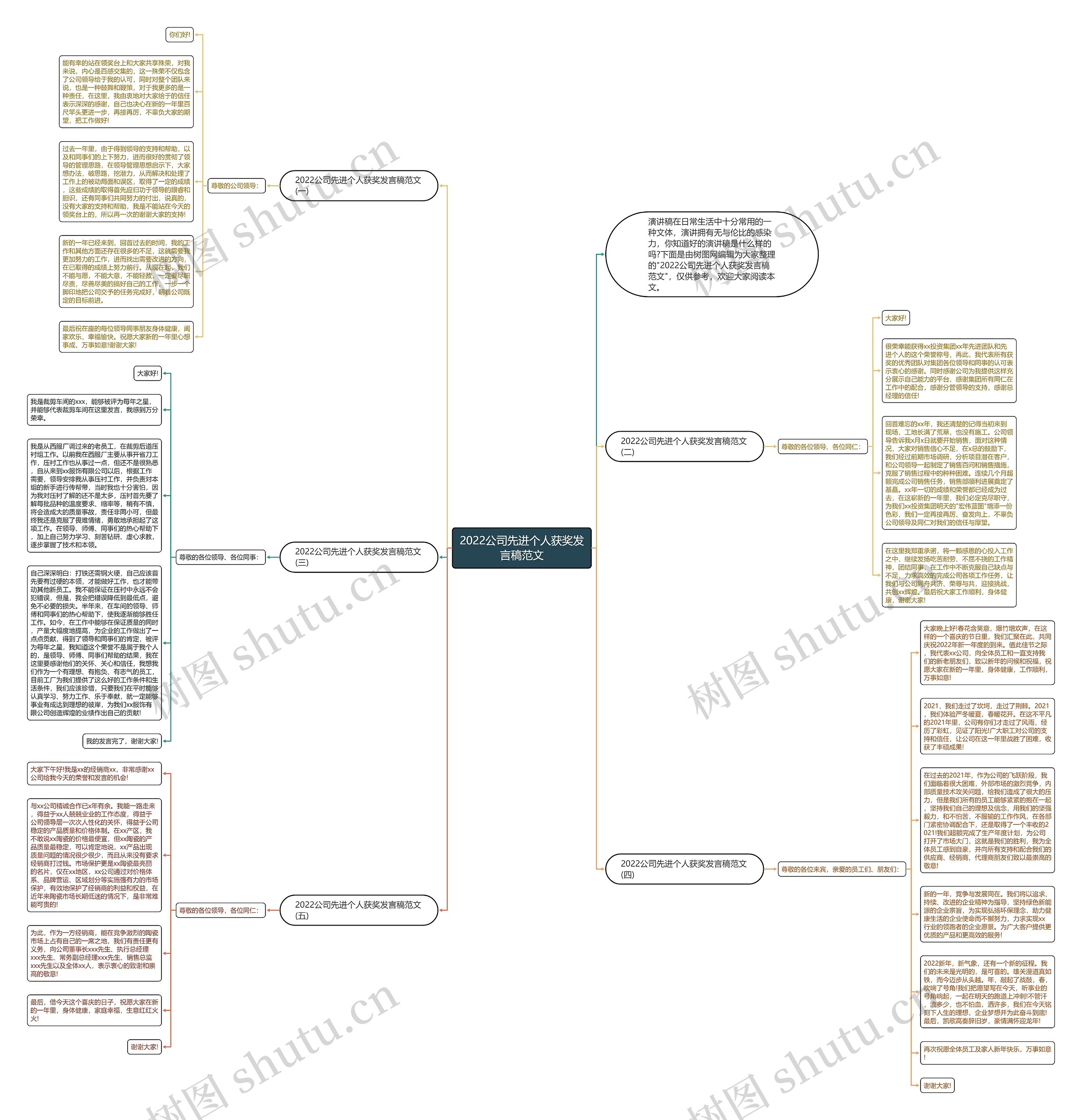 2022公司先进个人获奖发言稿范文思维导图