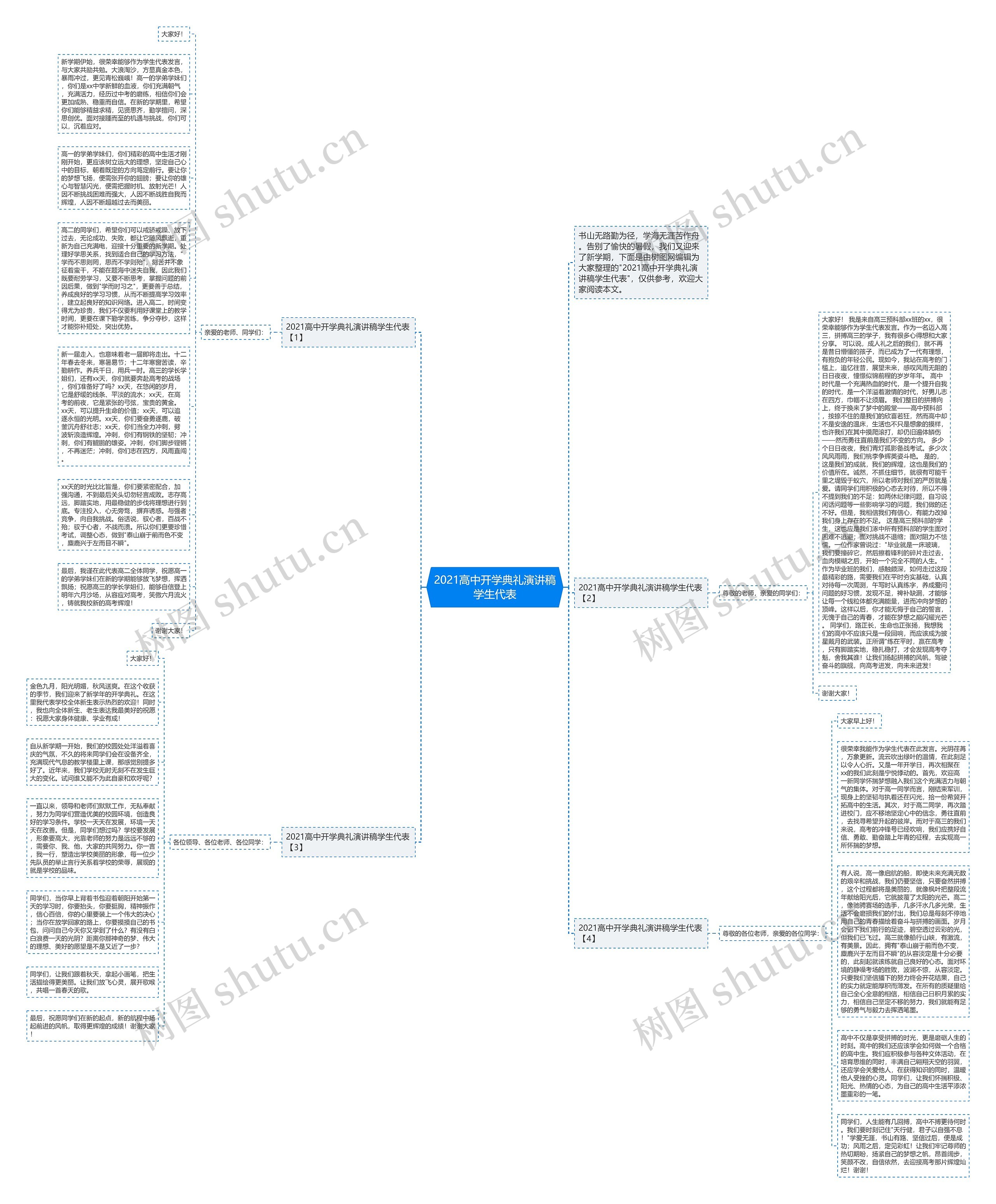 2021高中开学典礼演讲稿学生代表思维导图