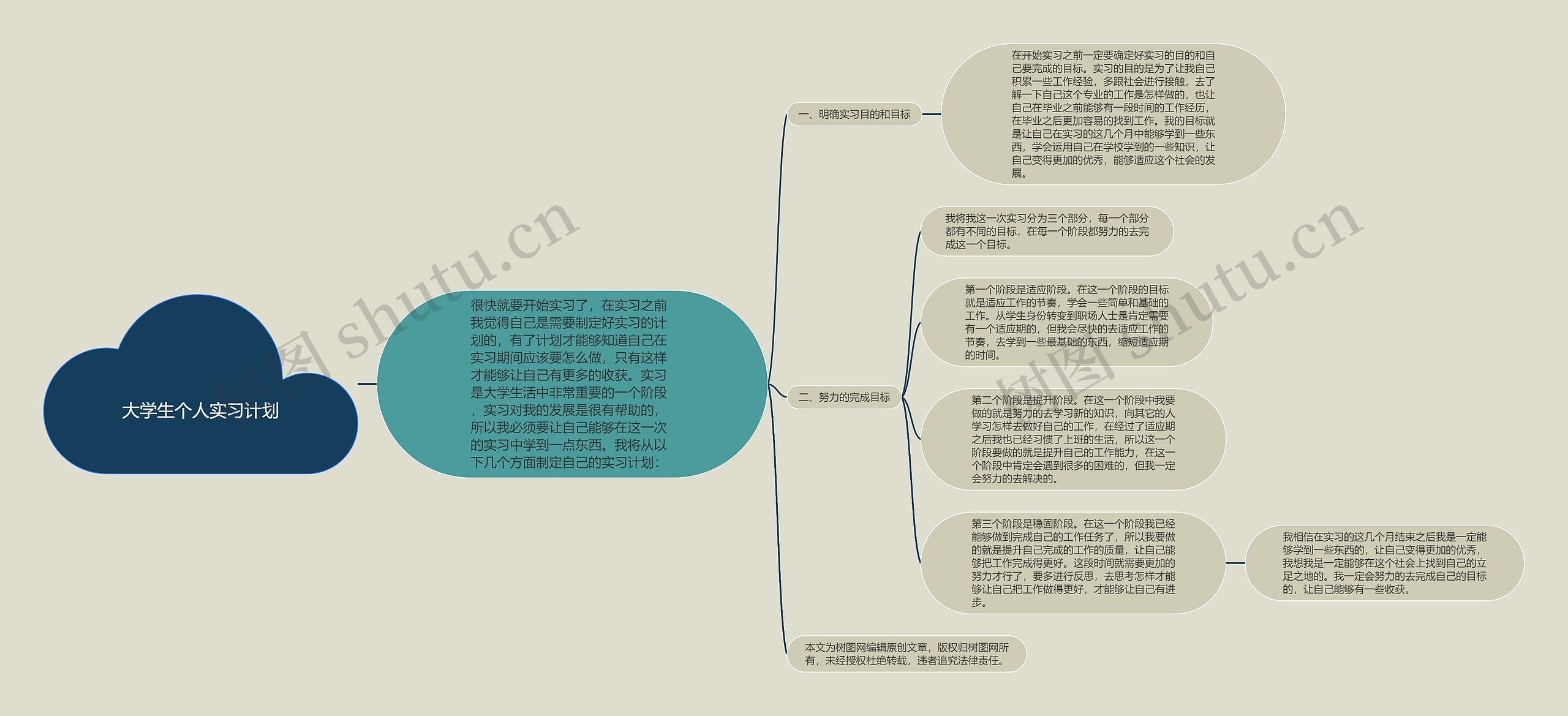 大学生个人实习计划思维导图