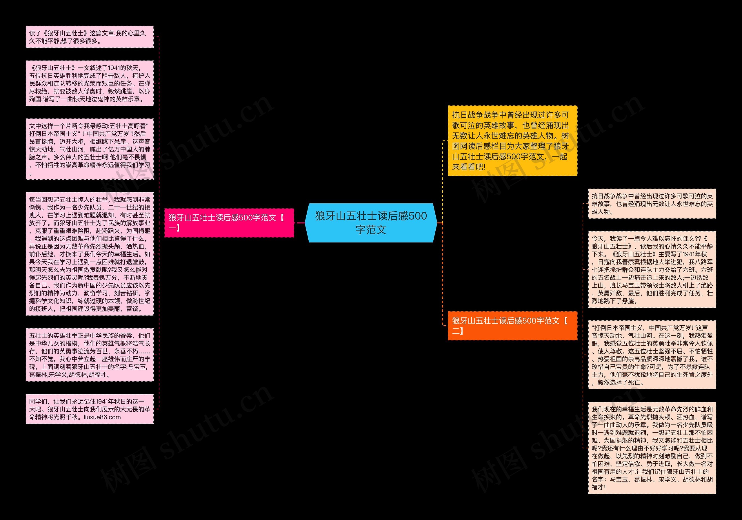 狼牙山五壮士读后感500字范文思维导图