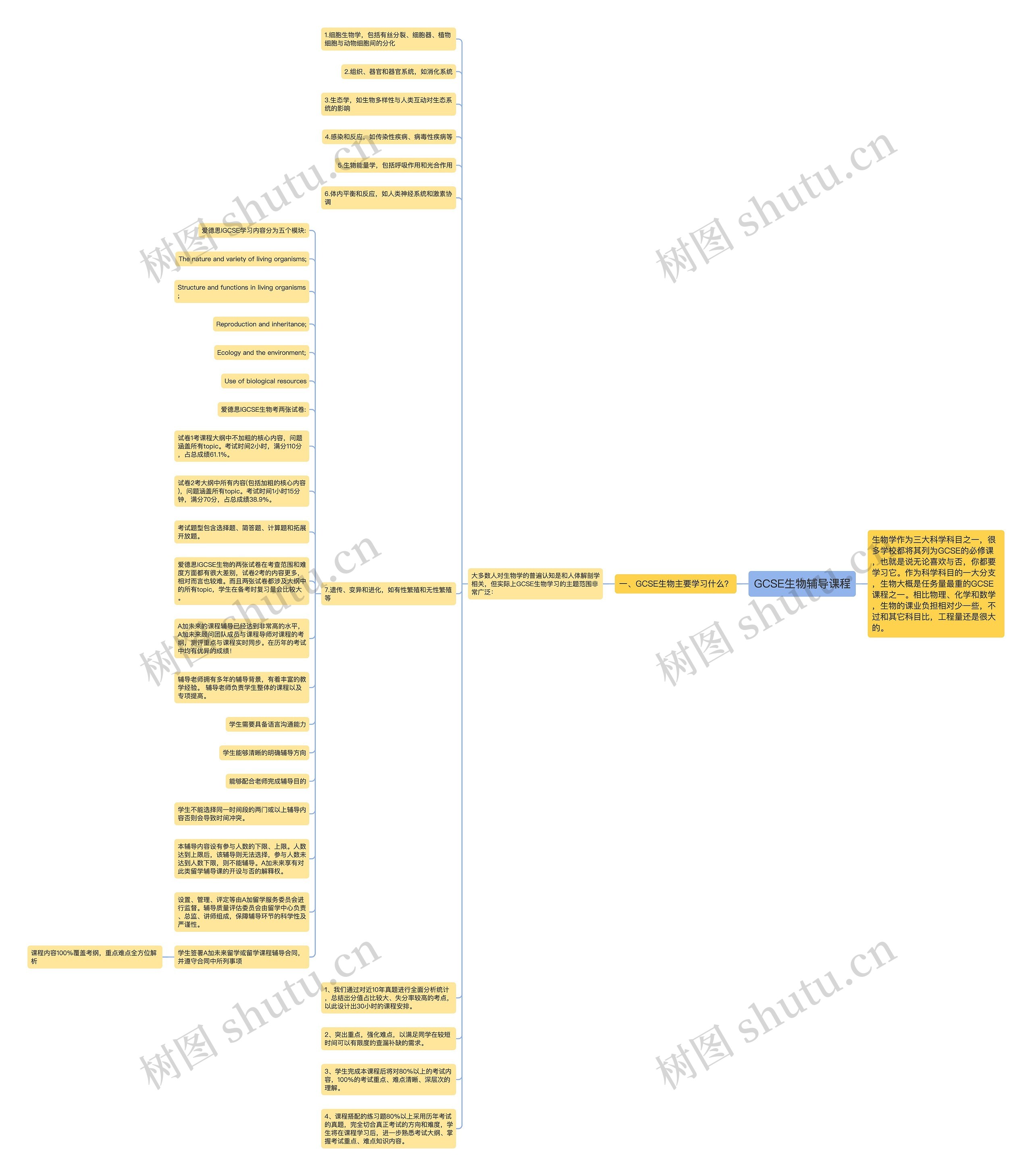 GCSE生物辅导课程思维导图高清图 GCSE生物辅导课程思维导图