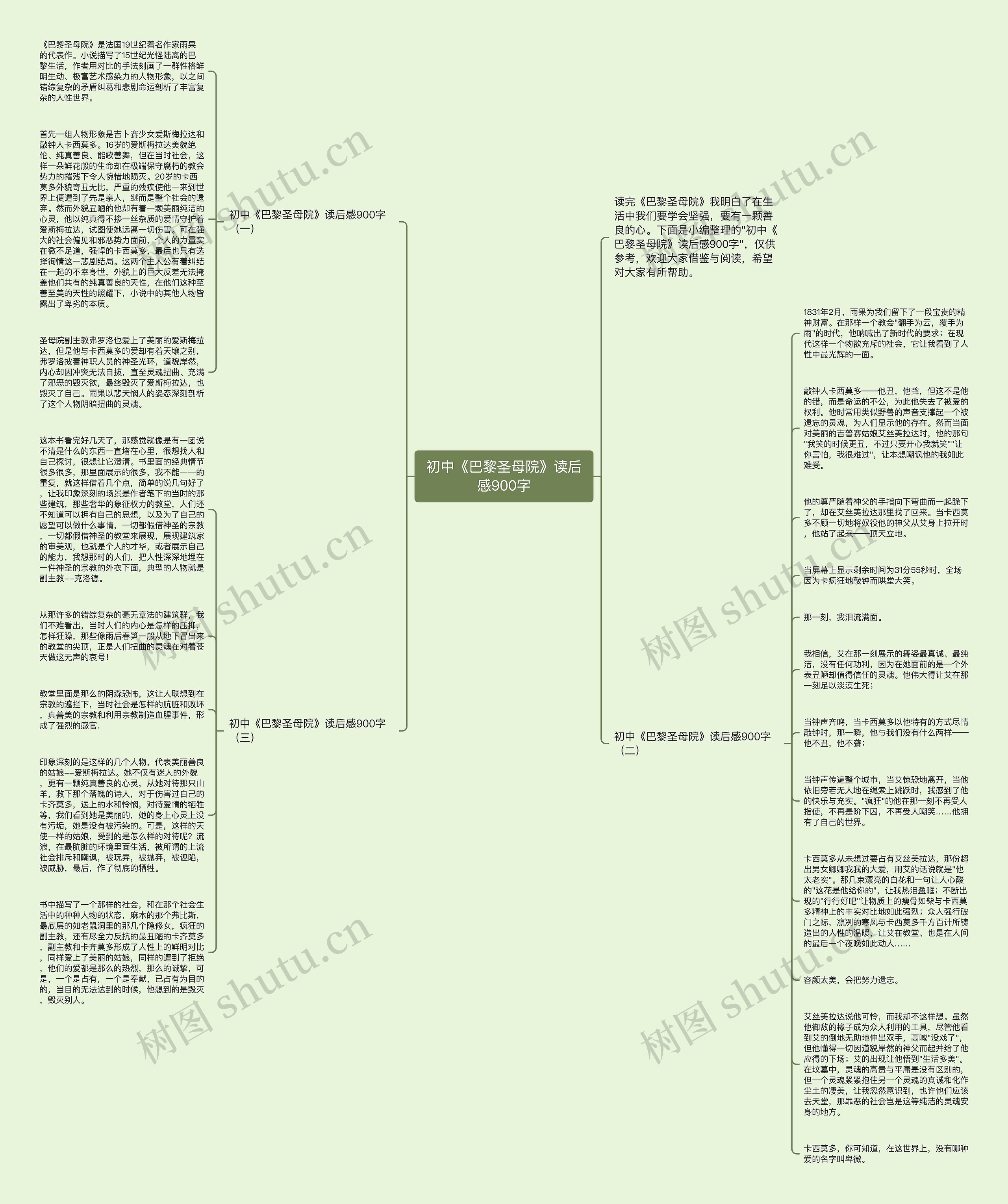 初中《巴黎圣母院》读后感900字思维导图