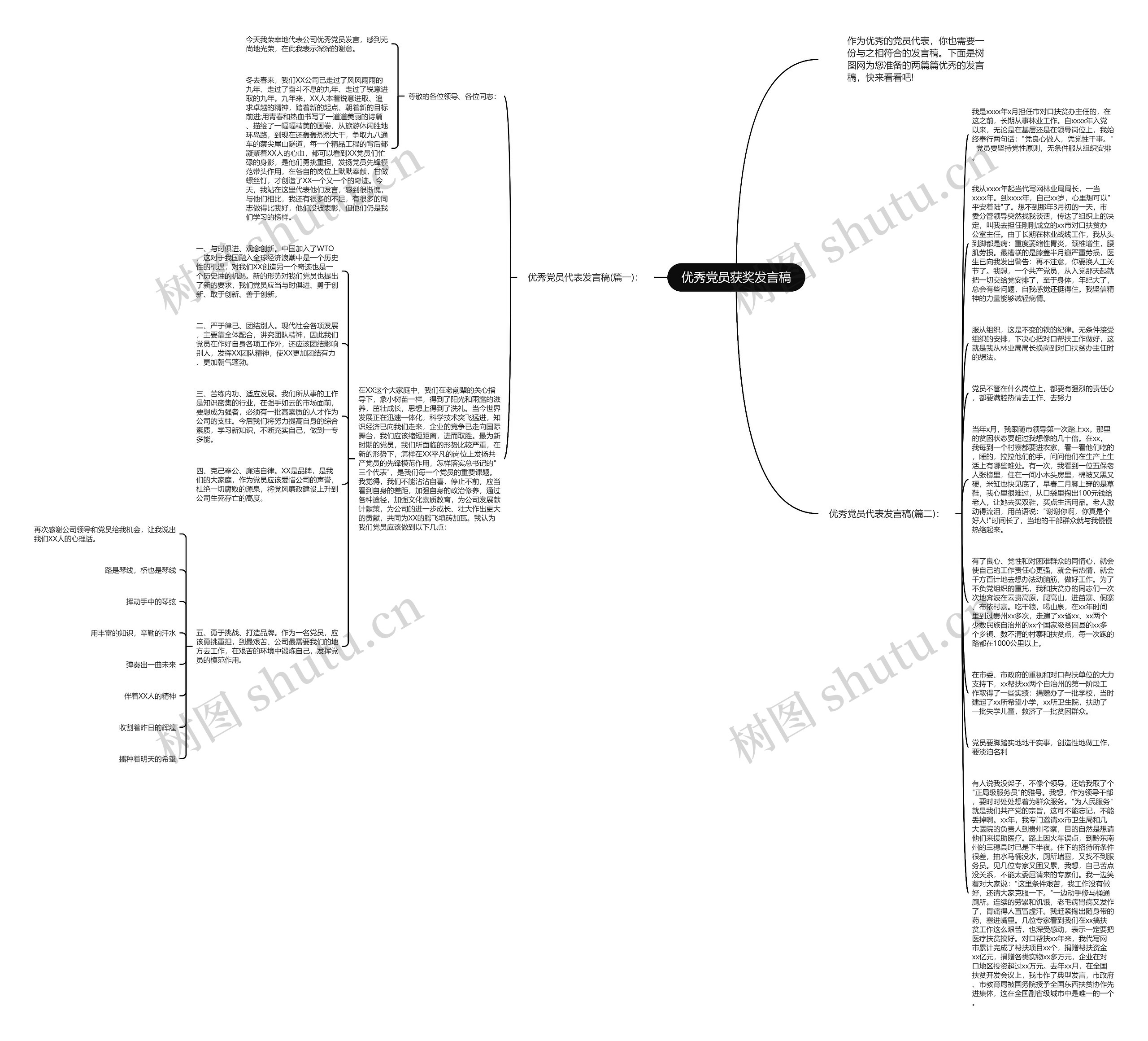 优秀党员获奖发言稿思维导图
