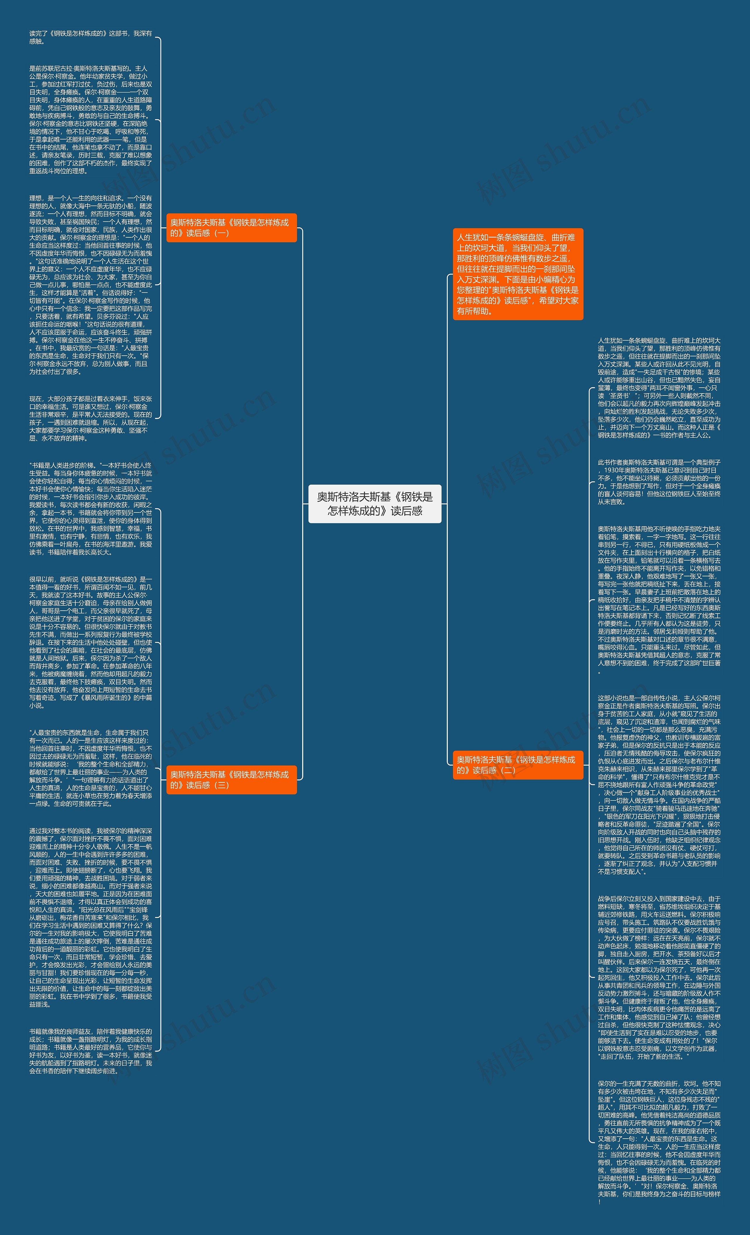 奥斯特洛夫斯基《钢铁是怎样炼成的》读后感思维导图
