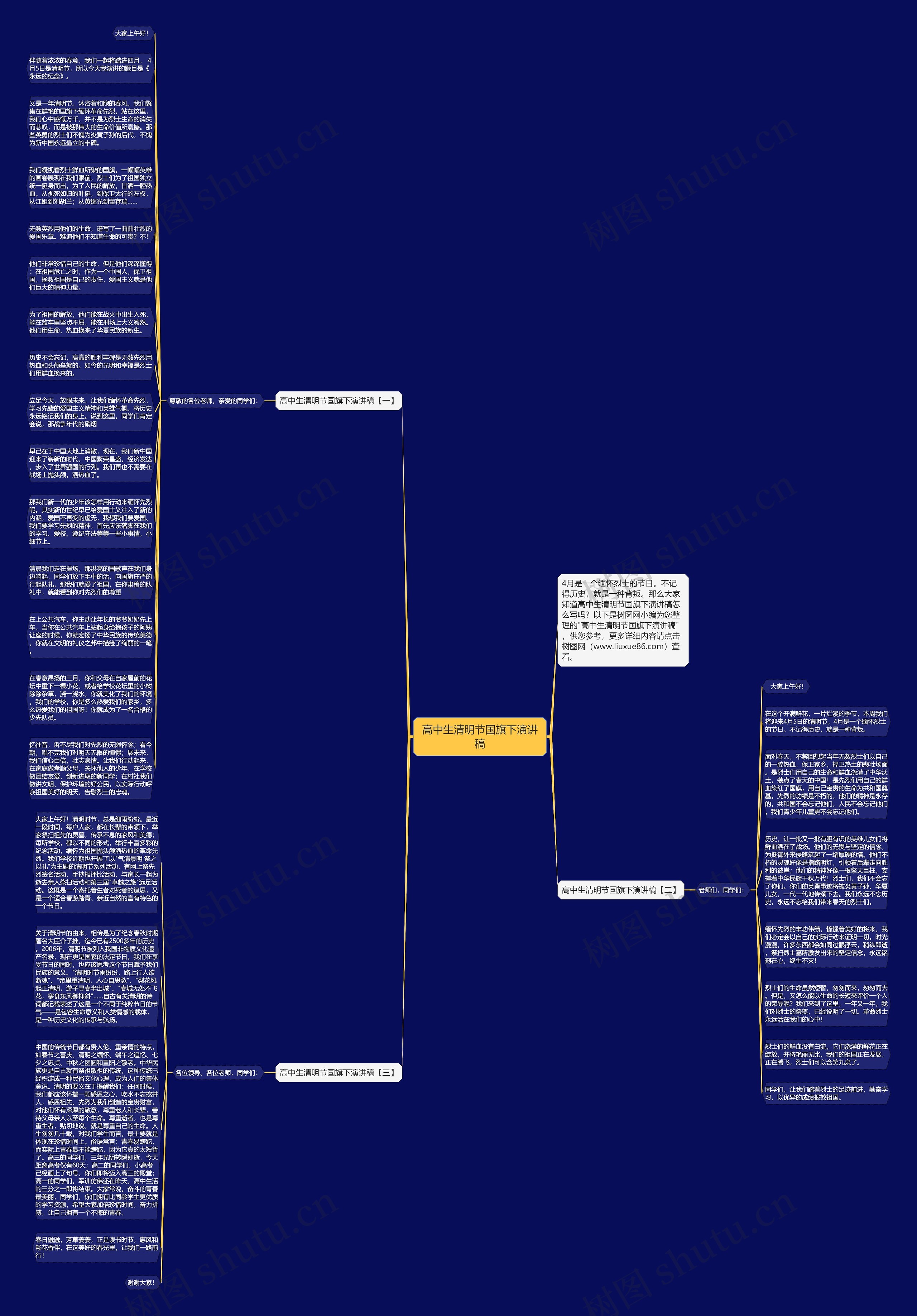 高中生清明节国旗下演讲稿思维导图