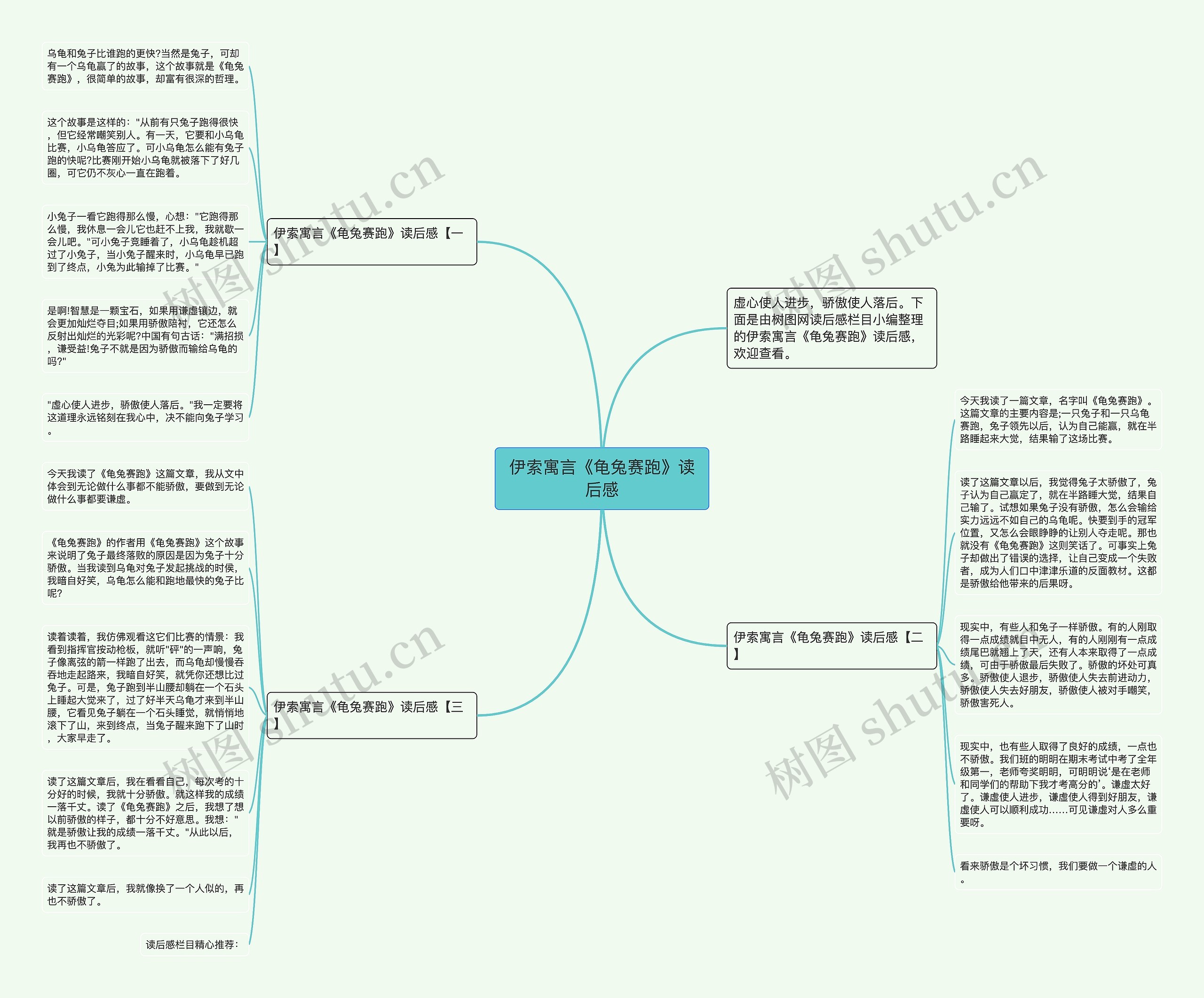 伊索寓言《龟兔赛跑》读后感思维导图