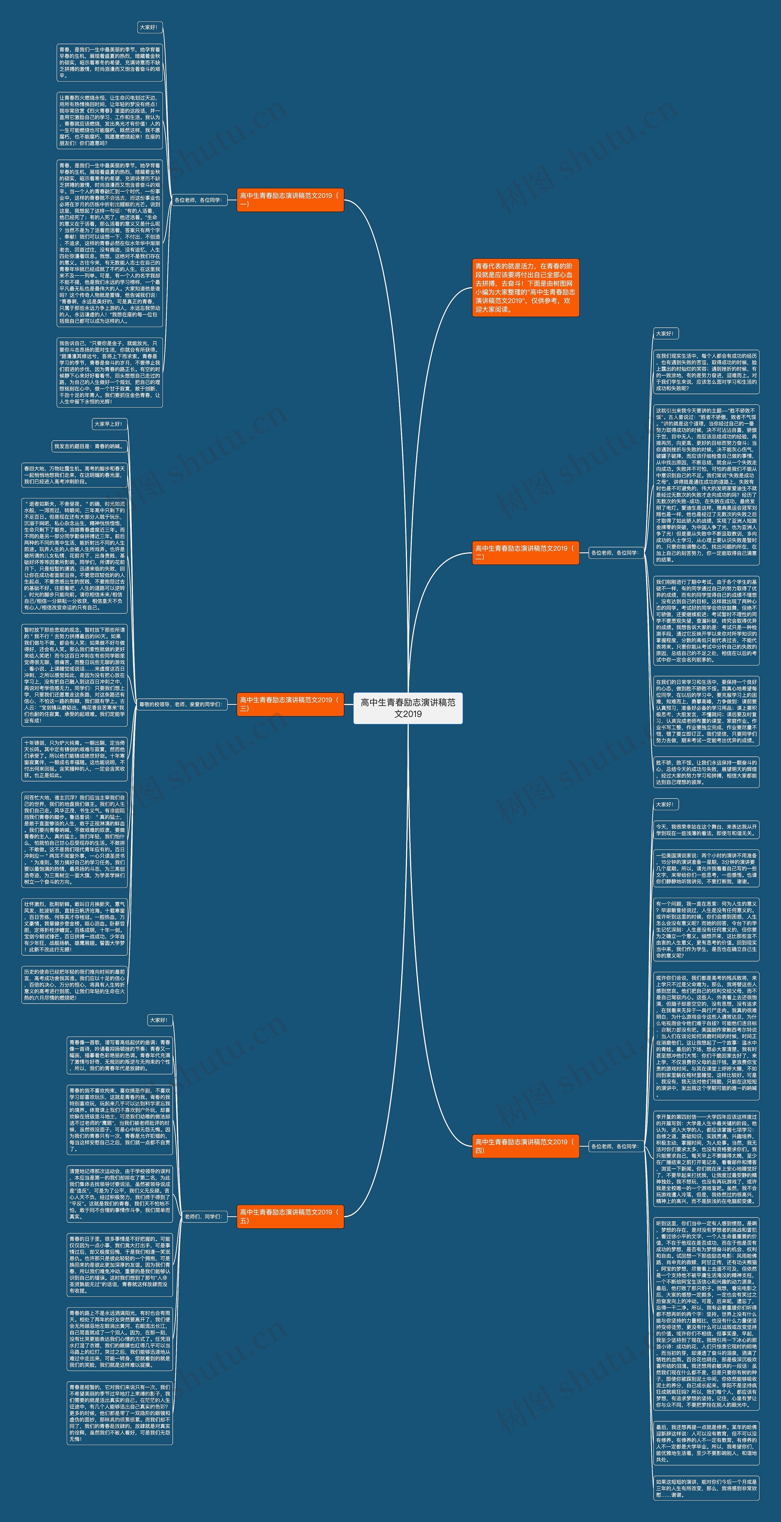 高中生青春励志演讲稿范文2019思维导图