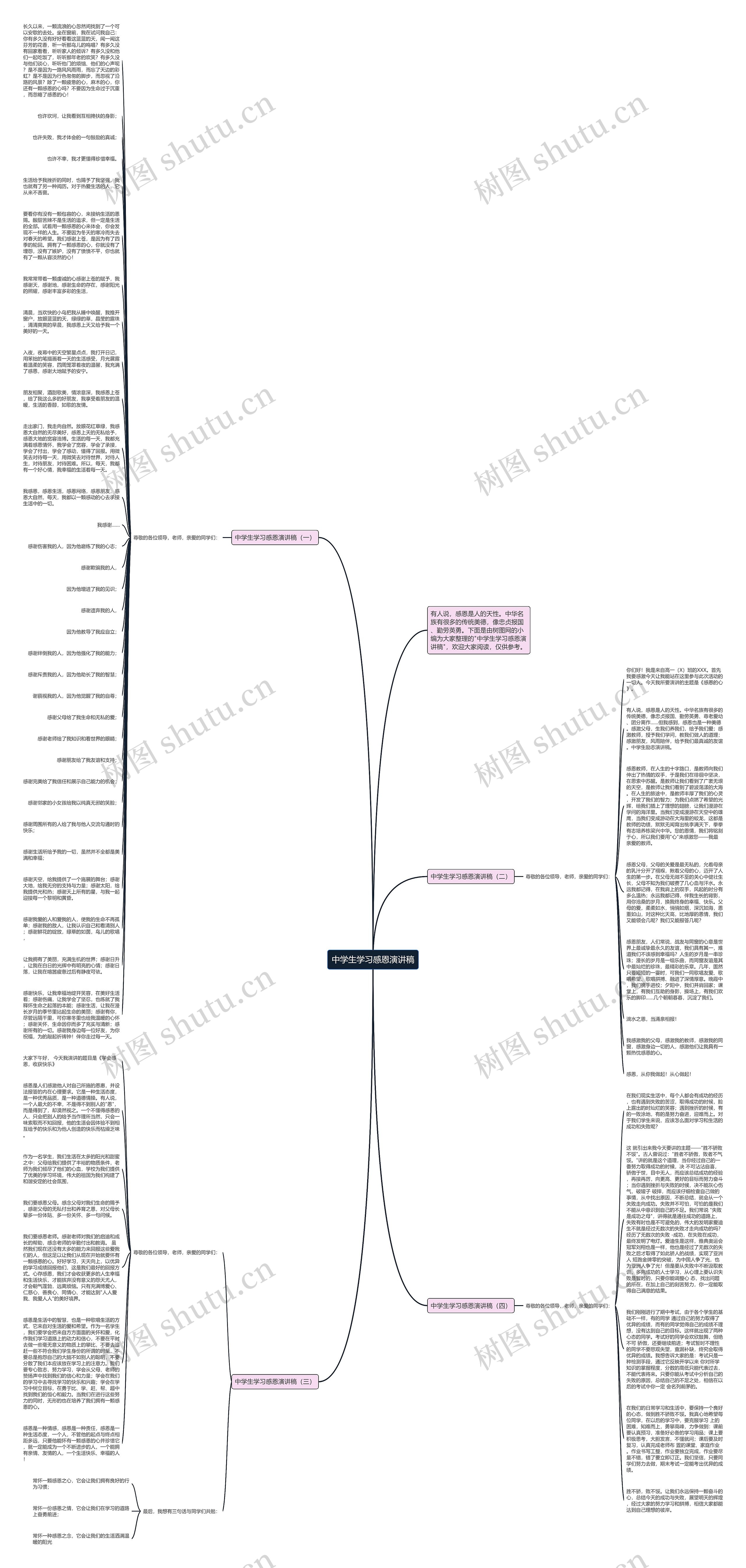 中学生学习感恩演讲稿思维导图