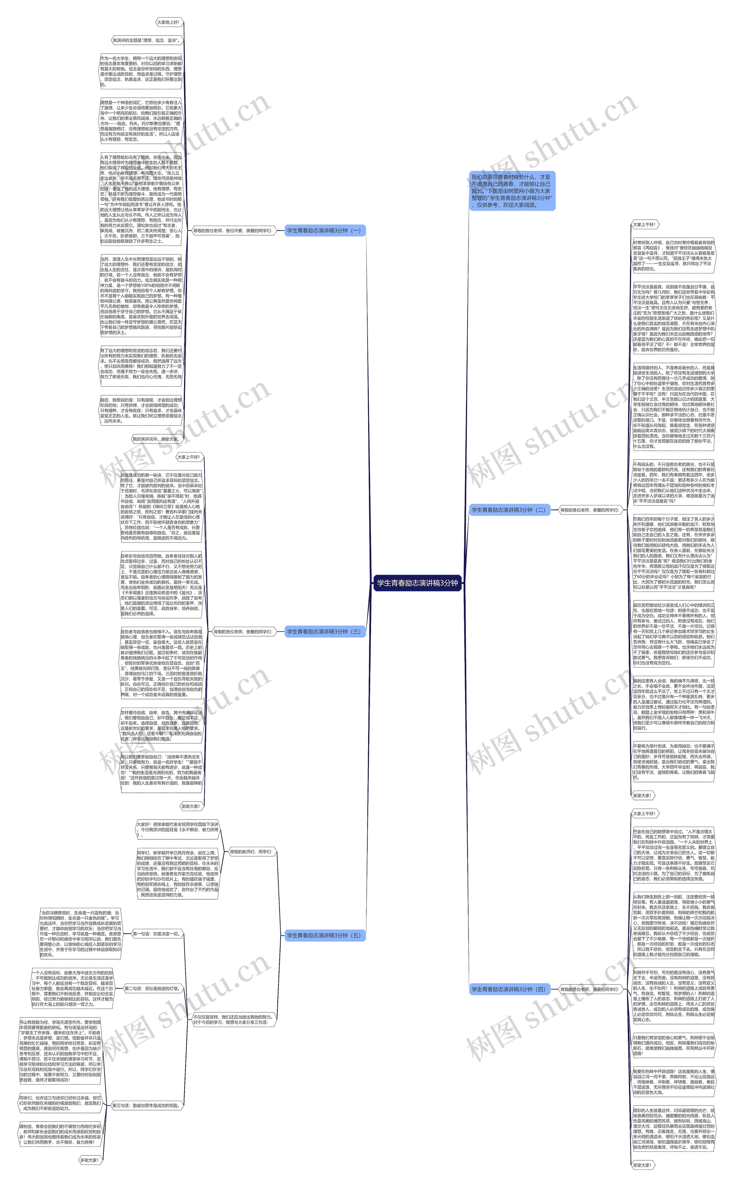 学生青春励志演讲稿3分钟思维导图