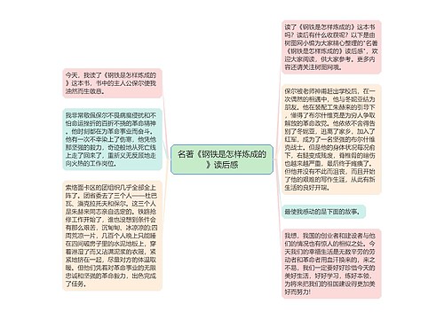 名著《钢铁是怎样炼成的》读后感