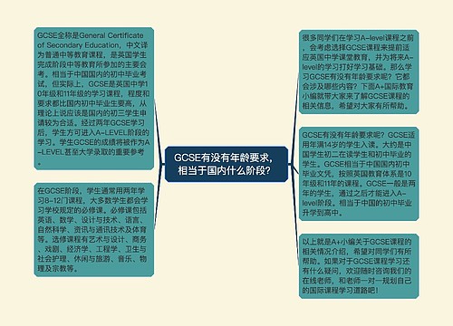 GCSE有没有年龄要求，相当于国内什么阶段？