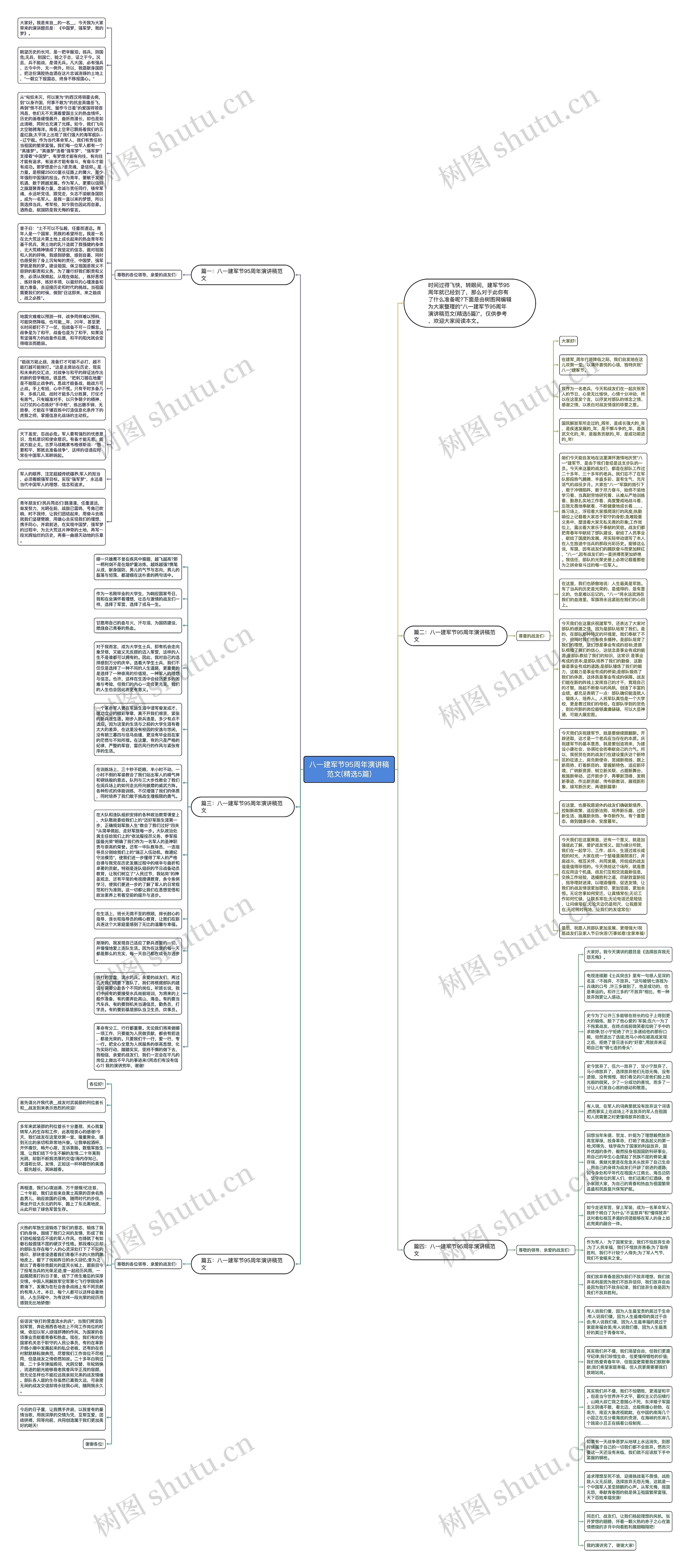 八一建军节95周年演讲稿范文(精选5篇)思维导图